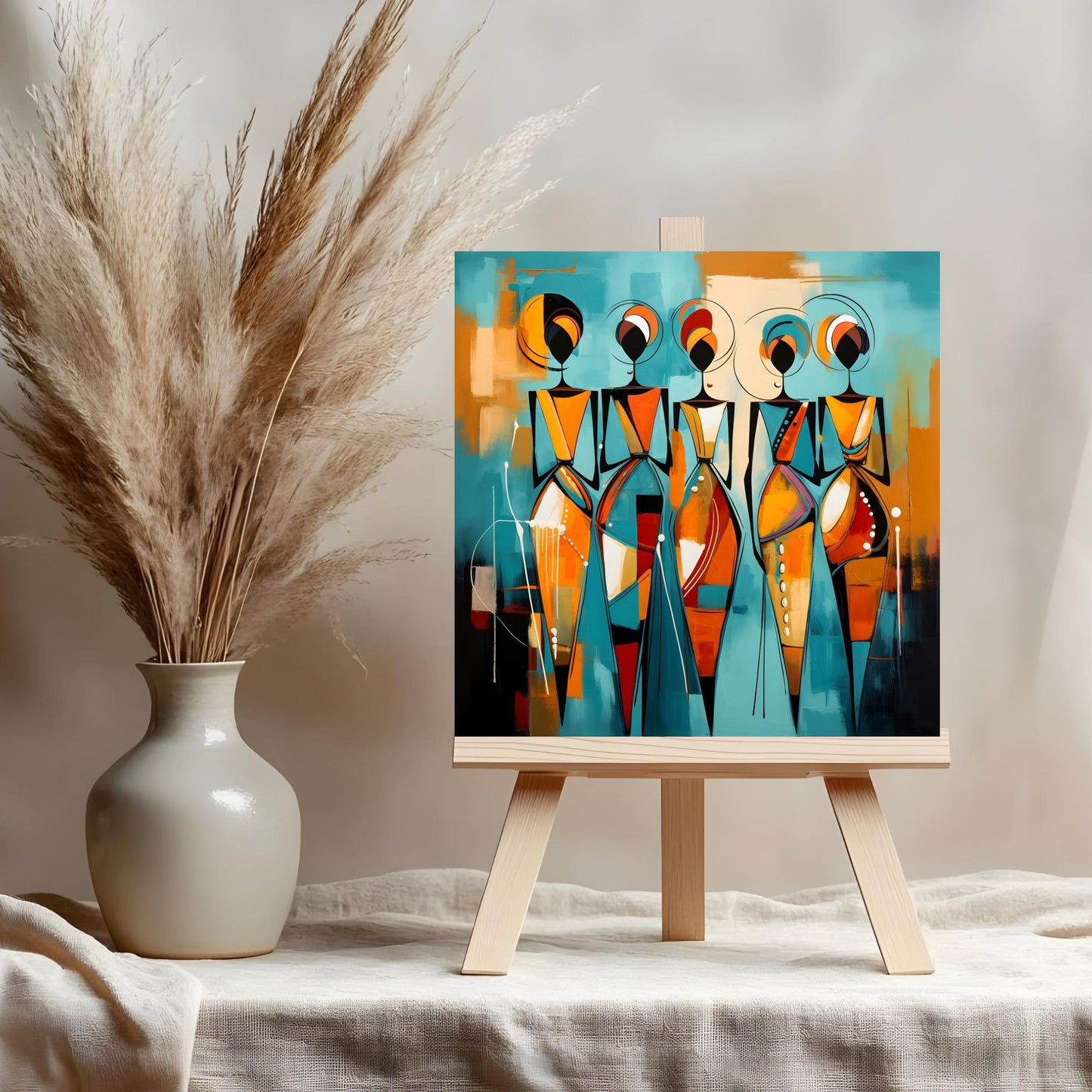 Abstract African Print - Ceramic Art Tile - Stunning Minimalist African Print - Decorative Wall Hanging - Black Art - Home Decor