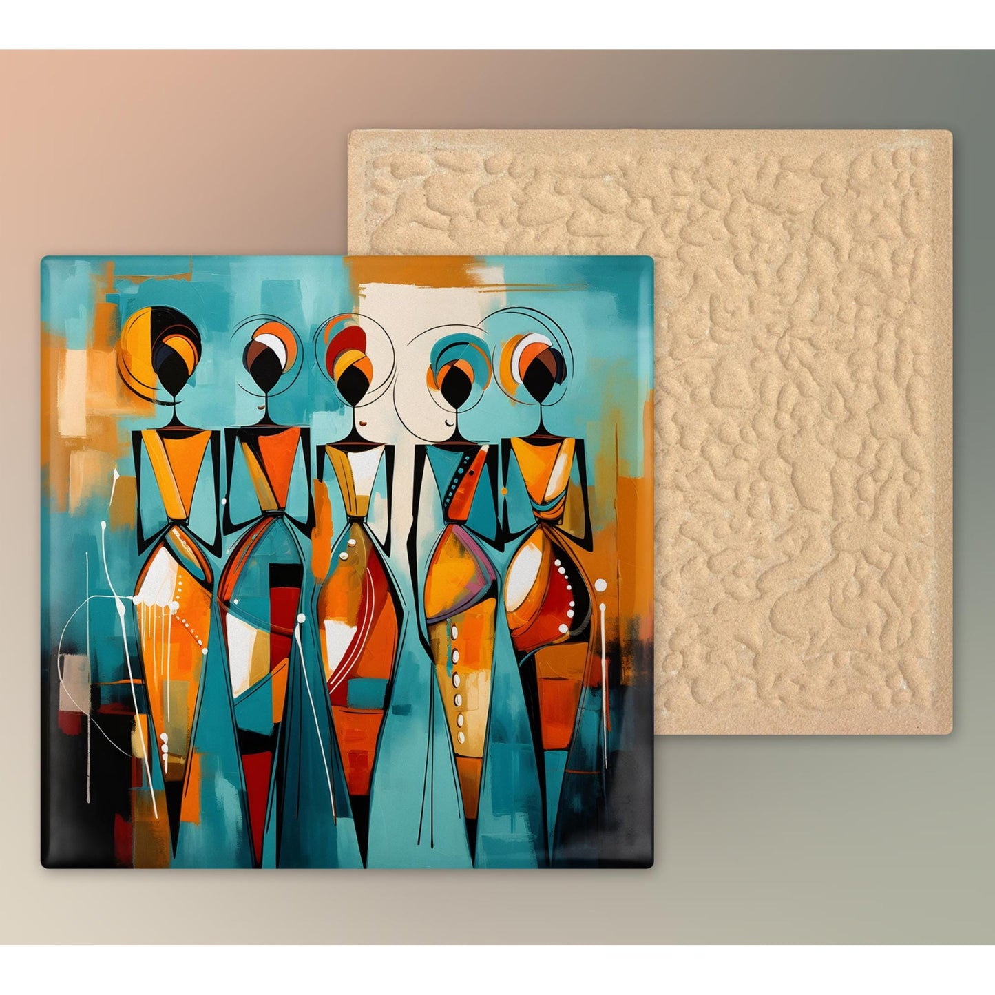 Abstract African Print - Ceramic Art Tile - Stunning Minimalist African Print - Decorative Wall Hanging - Black Art - Home Decor