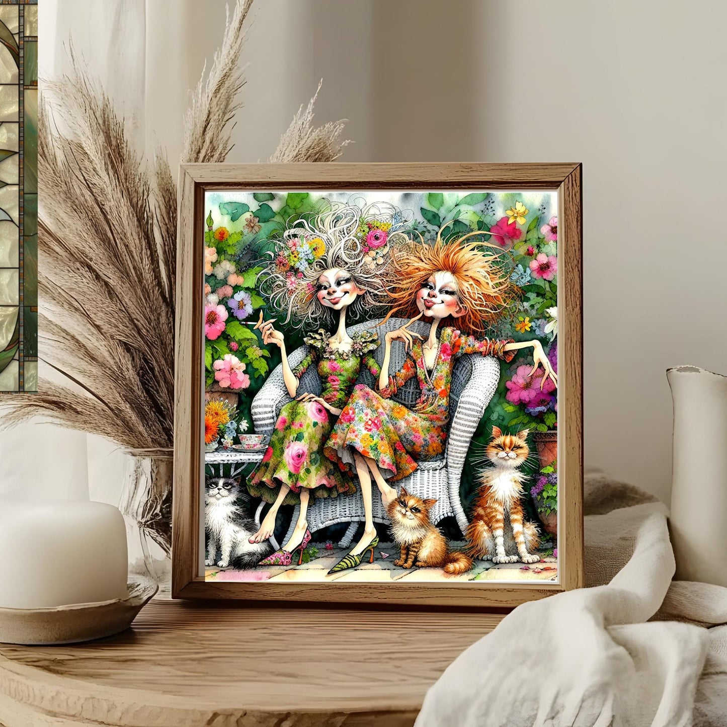 Quirky Women Best Friend Art Tile, Funny Cat Lady Decor, Perfect Gift for Cat Lovers, Hilarious Bestie Birthday Gift
