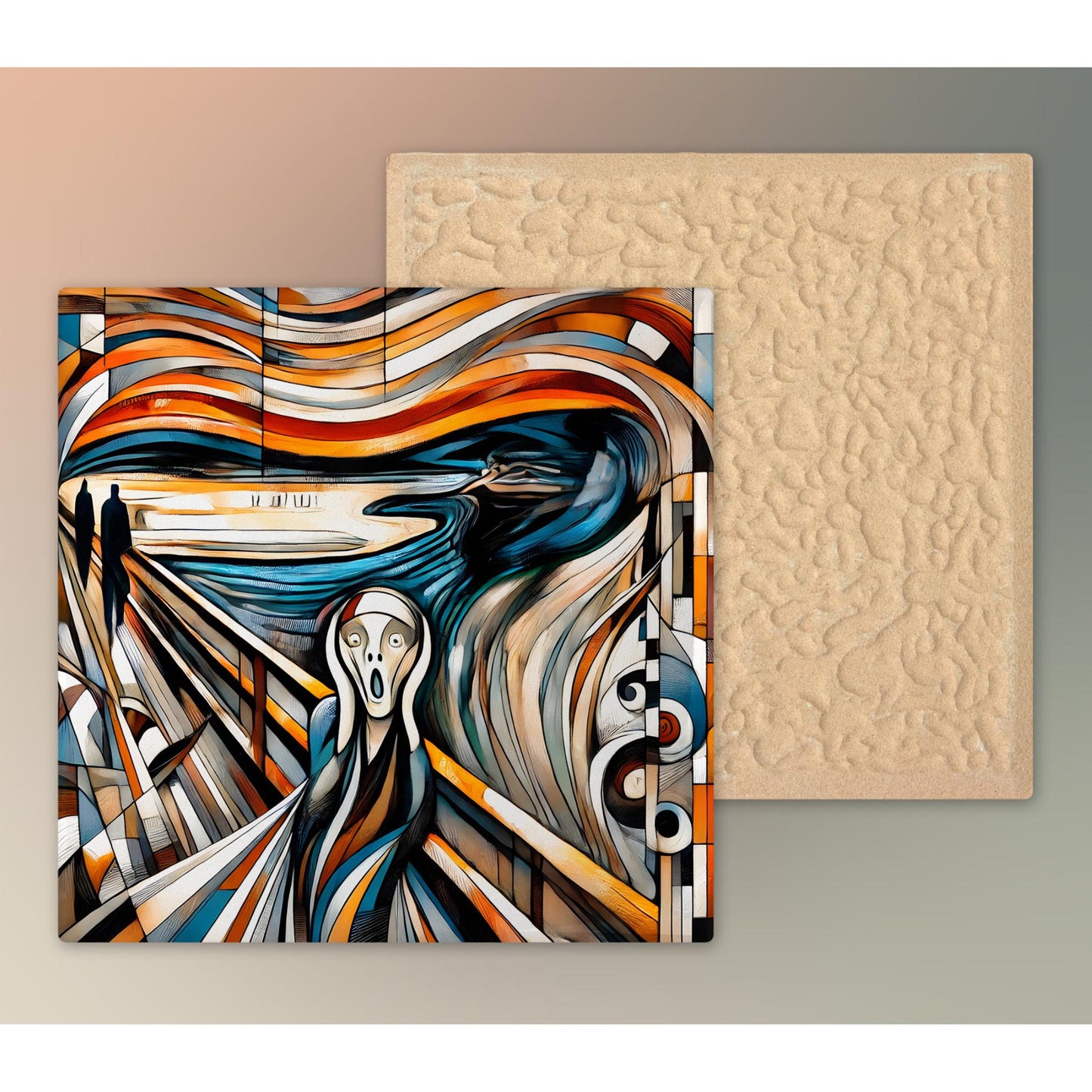 The Scream Painting Ceramic Art Tile | Cubism Artwork Inspired by Edvard Munch Painting | Artistic Home Decor | Art Lovers Gift