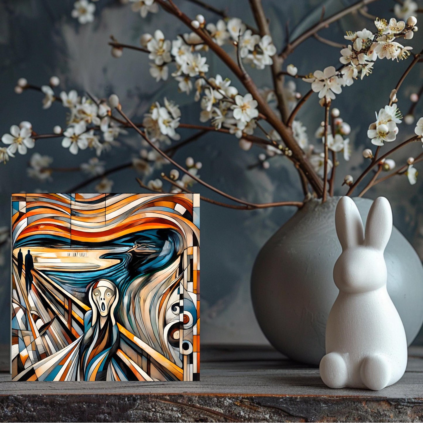 The Scream Painting Ceramic Art Tile | Cubism Artwork Inspired by Edvard Munch Painting | Artistic Home Decor | Art Lovers Gift