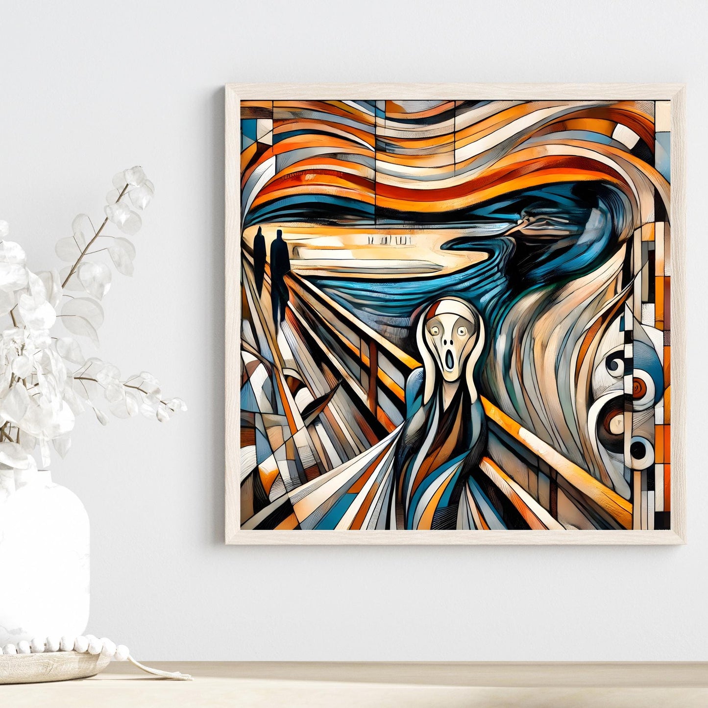 The Scream Painting Ceramic Art Tile | Cubism Artwork Inspired by Edvard Munch Painting | Artistic Home Decor | Art Lovers Gift