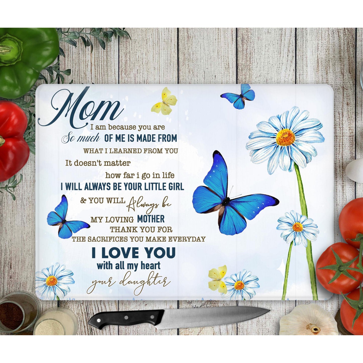 Mother's Glass Cutting Board, Vibrant Serving Tray for Charcuterie, Ideal Housewarming Gift from Daughter to Mother - Mother's Day Gift