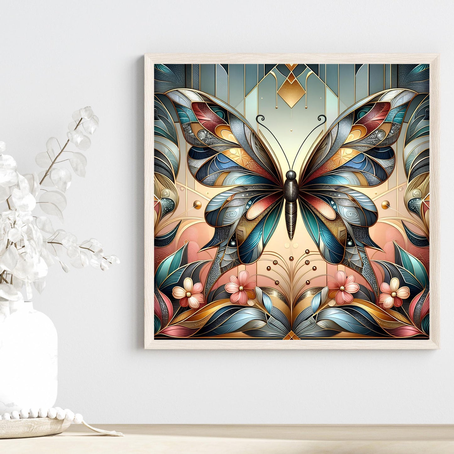 Art Nouveau Butterfly Ceramic Tile, Decorative Art Tile, Beautiful Art Deco Artwork, Unique Home Decor, Gallery Wall Art
