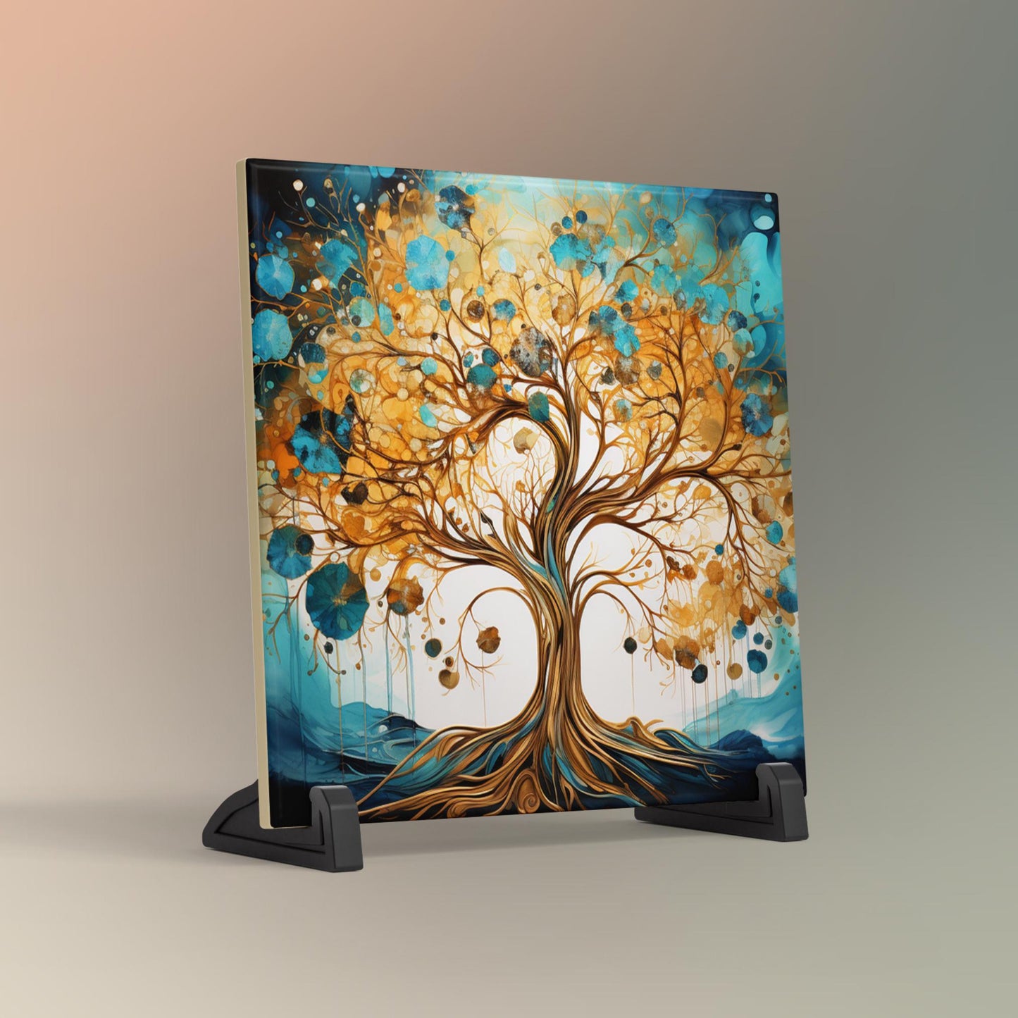 Abstract Tree of Life Ceramic Art Tile, Spring Home Decor, Stunning Wall Accent for Nature Lovers, Unique Gift for Housewarming