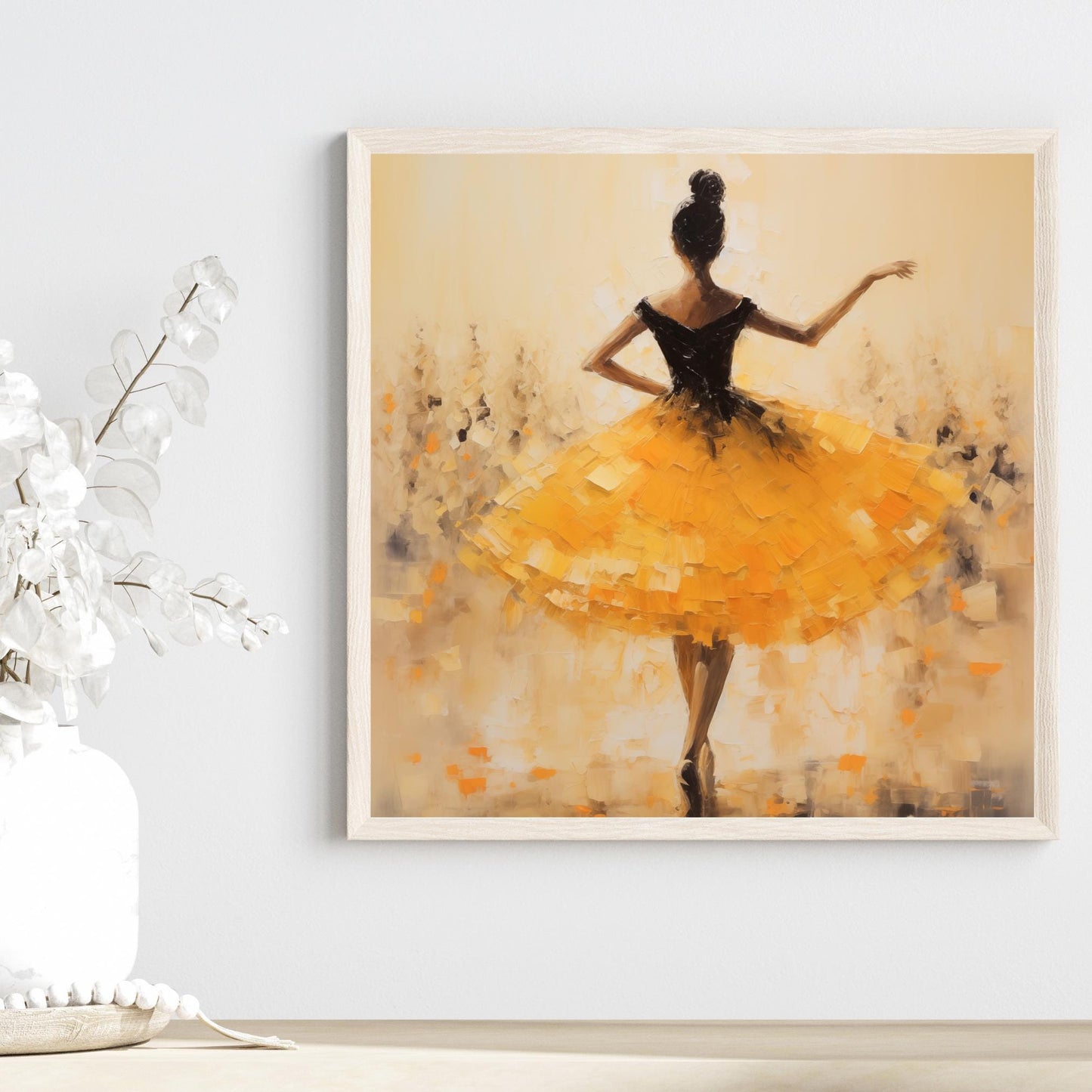 Ballerina Dancing Art Tile, Elegant Abstract Painting, Coquette Ballet Wall Art, Feminine Decor, Retro Spring Aesthetic, Art on Ceramic Tile