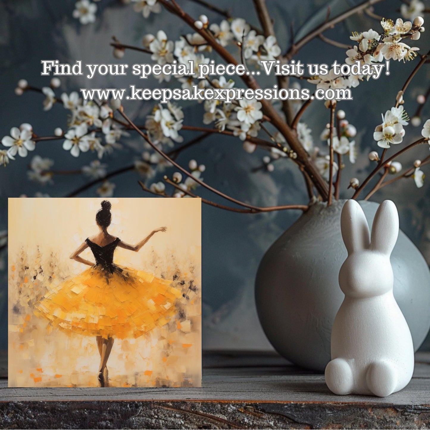 Ballerina Dancing Art Tile, Elegant Abstract Painting, Coquette Ballet Wall Art, Feminine Decor, Retro Spring Aesthetic, Art on Ceramic Tile