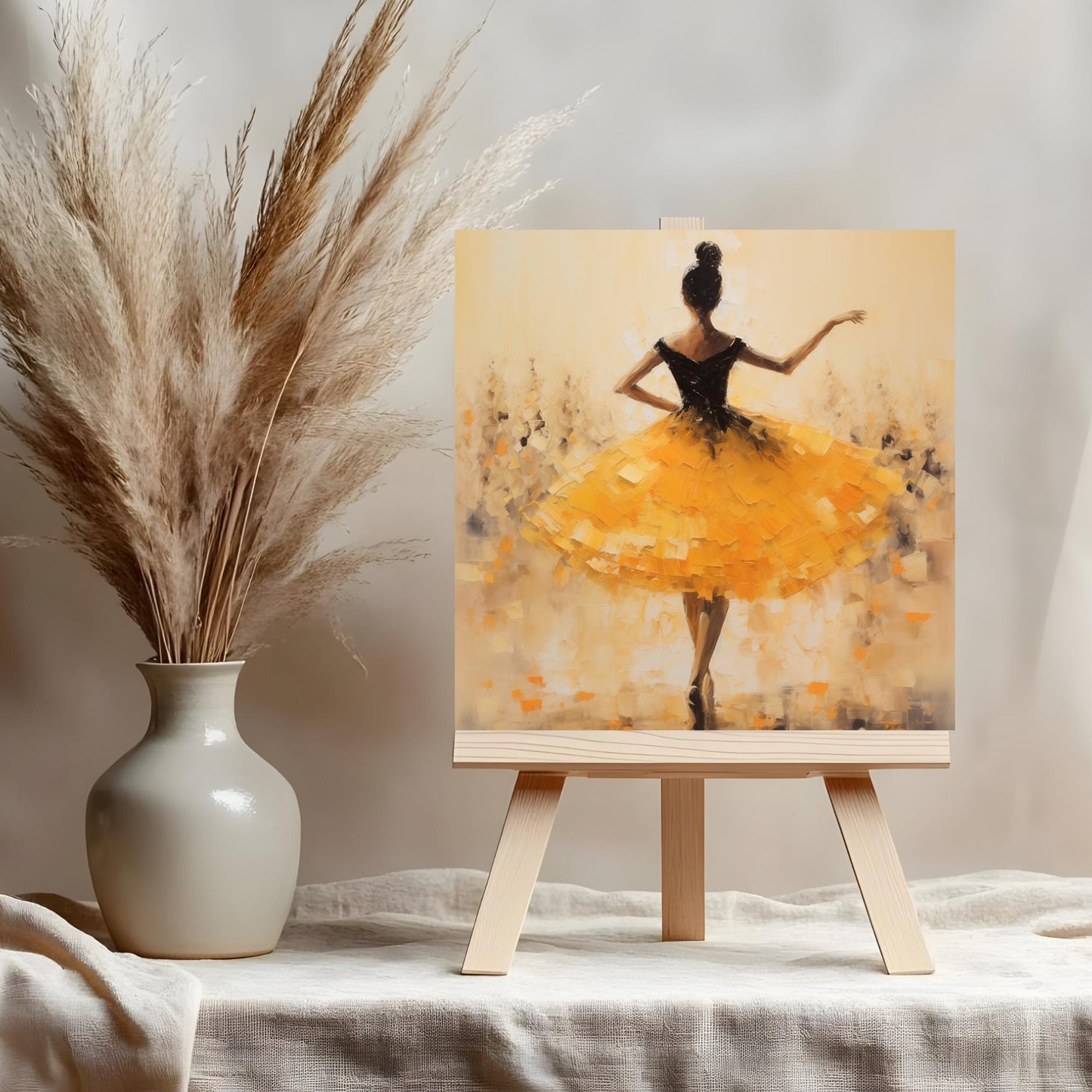Ballerina Dancing Art Tile, Elegant Abstract Painting, Coquette Ballet Wall Art, Feminine Decor, Retro Spring Aesthetic, Art on Ceramic Tile