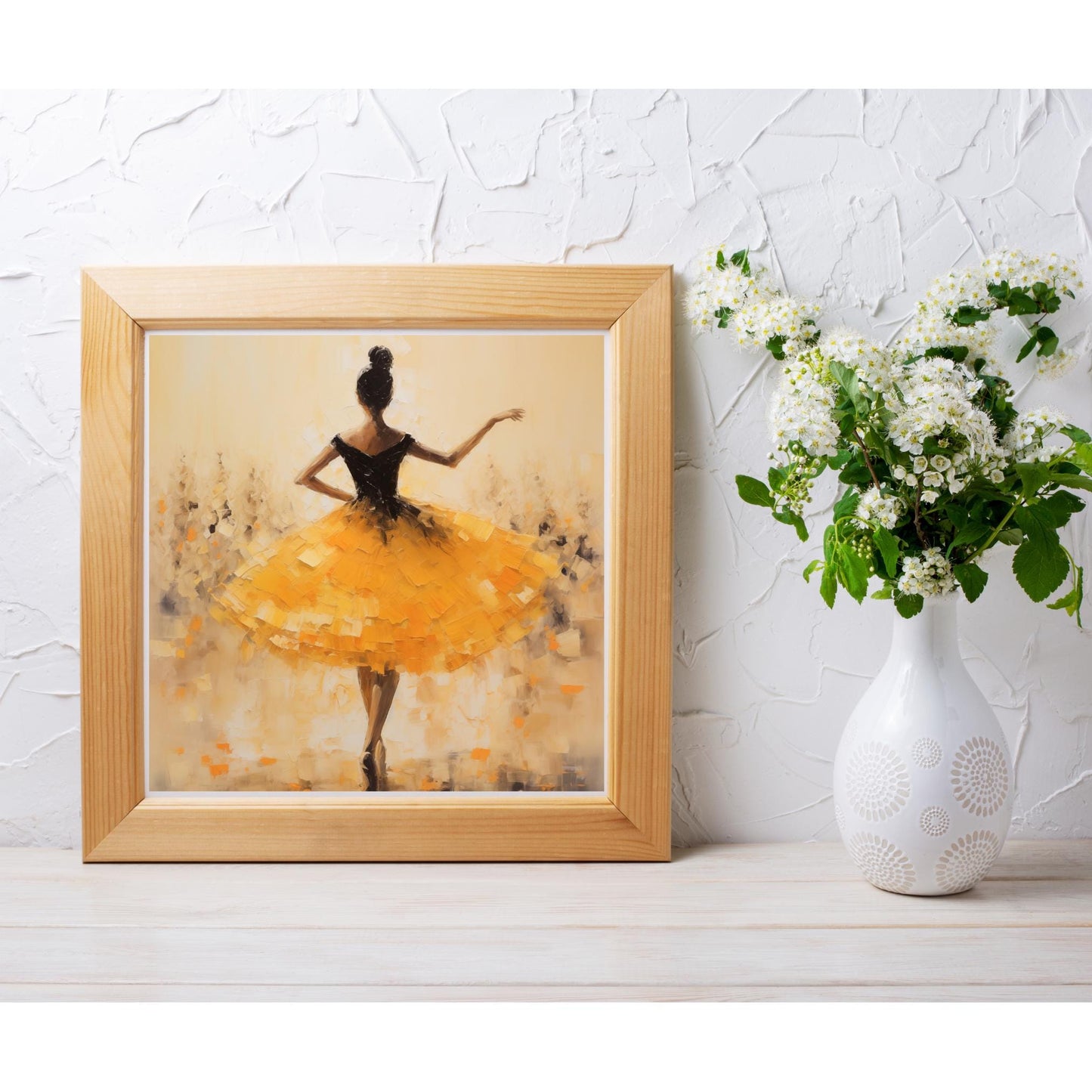 Ballerina Dancing Art Tile, Elegant Abstract Painting, Coquette Ballet Wall Art, Feminine Decor, Retro Spring Aesthetic, Art on Ceramic Tile