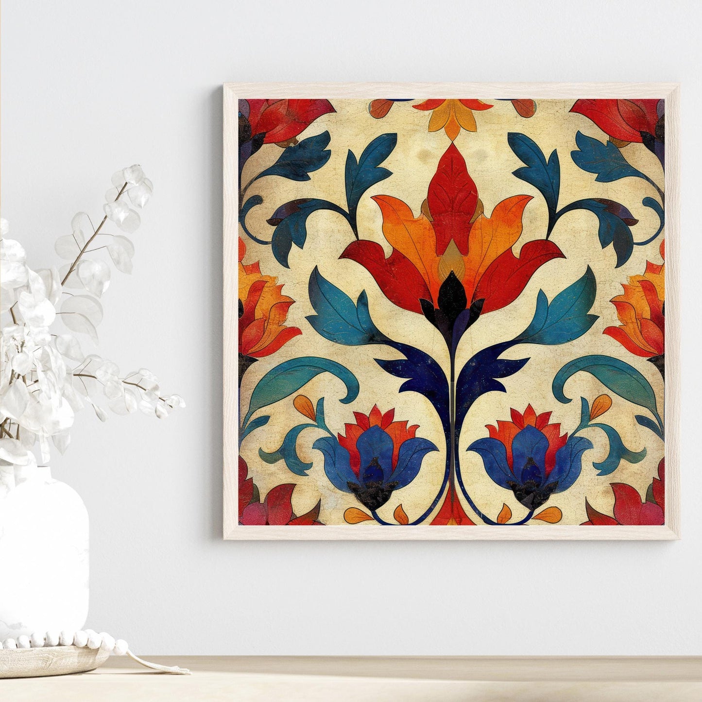 Floral Ceramic Tile - Exquisite Moroccan Flower Art for Stylish Wall Decor - Gallery Wall Art - Mediterranean Tile Art