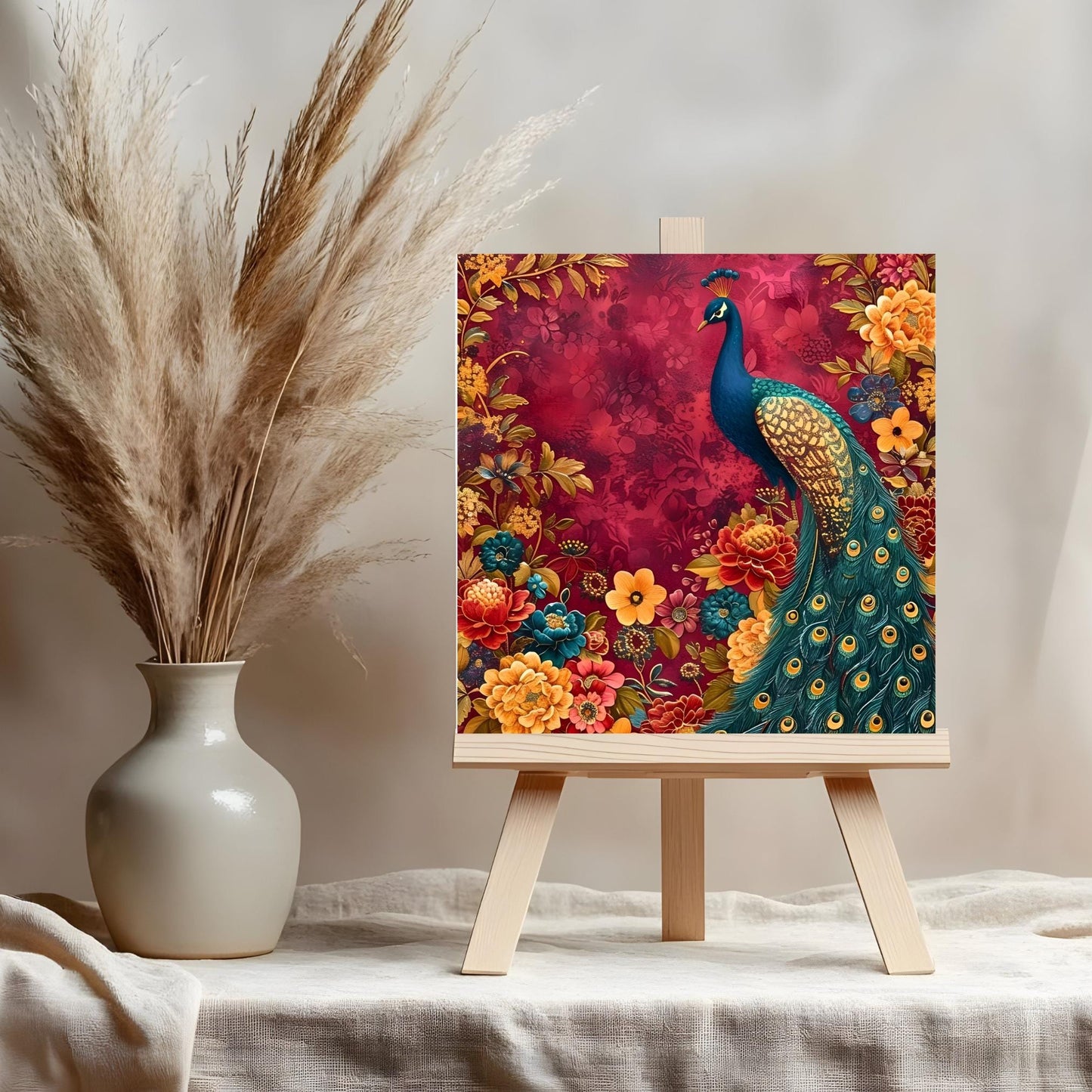 William Morris Peacock Ceramic Tile | Art Nouveau | Vintage Wall Art | William Morris Nature Lovers Print