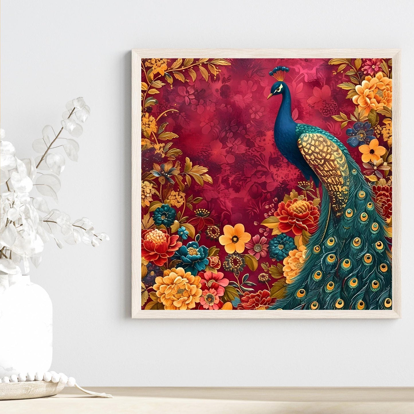 William Morris Peacock Ceramic Tile | Art Nouveau | Vintage Wall Art | William Morris Nature Lovers Print