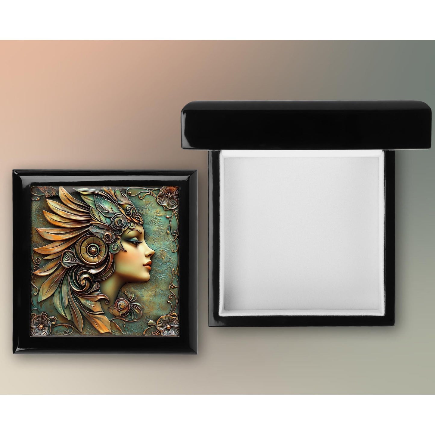 Art Deco Keepsake Box - Ebony Wood Memory Box - Vintage Bronze 1930s Style Jewelry Box - Custom Jewelry Organizer - Mother's Day Gift