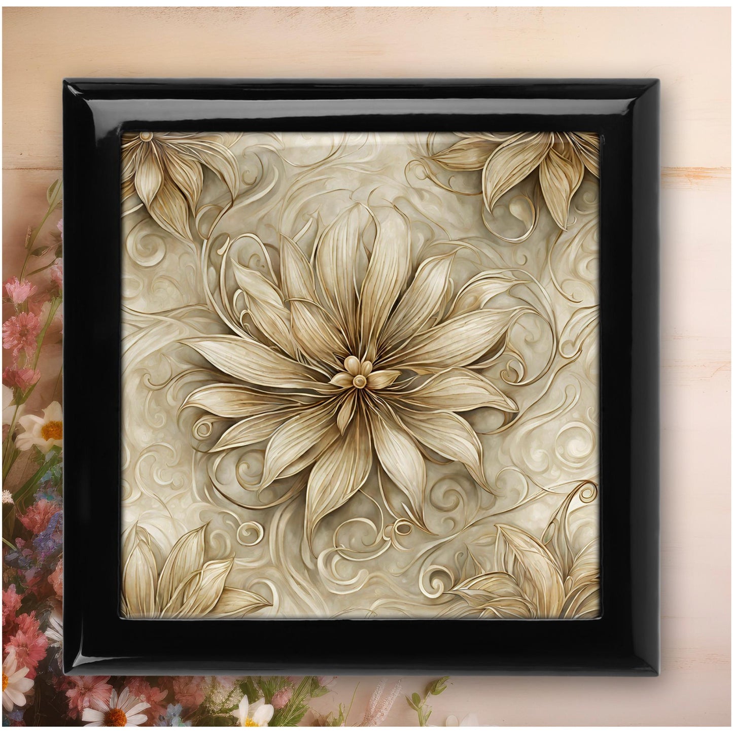 Floral Art Jewelry Box, Elegant Custom Keepsake Organizer for Memories, Ideal Mother's Day Gift