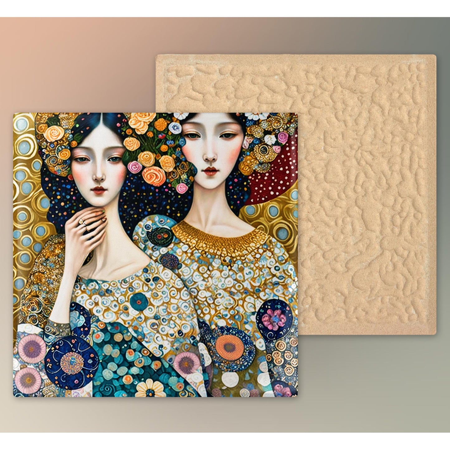 Klimt Style Keepsake Box, Whimsical Ceramic Art Tile Memory Box, Perfect Organizer for Her, Ideal Mother's Day Gift, Ceramic Tile Option
