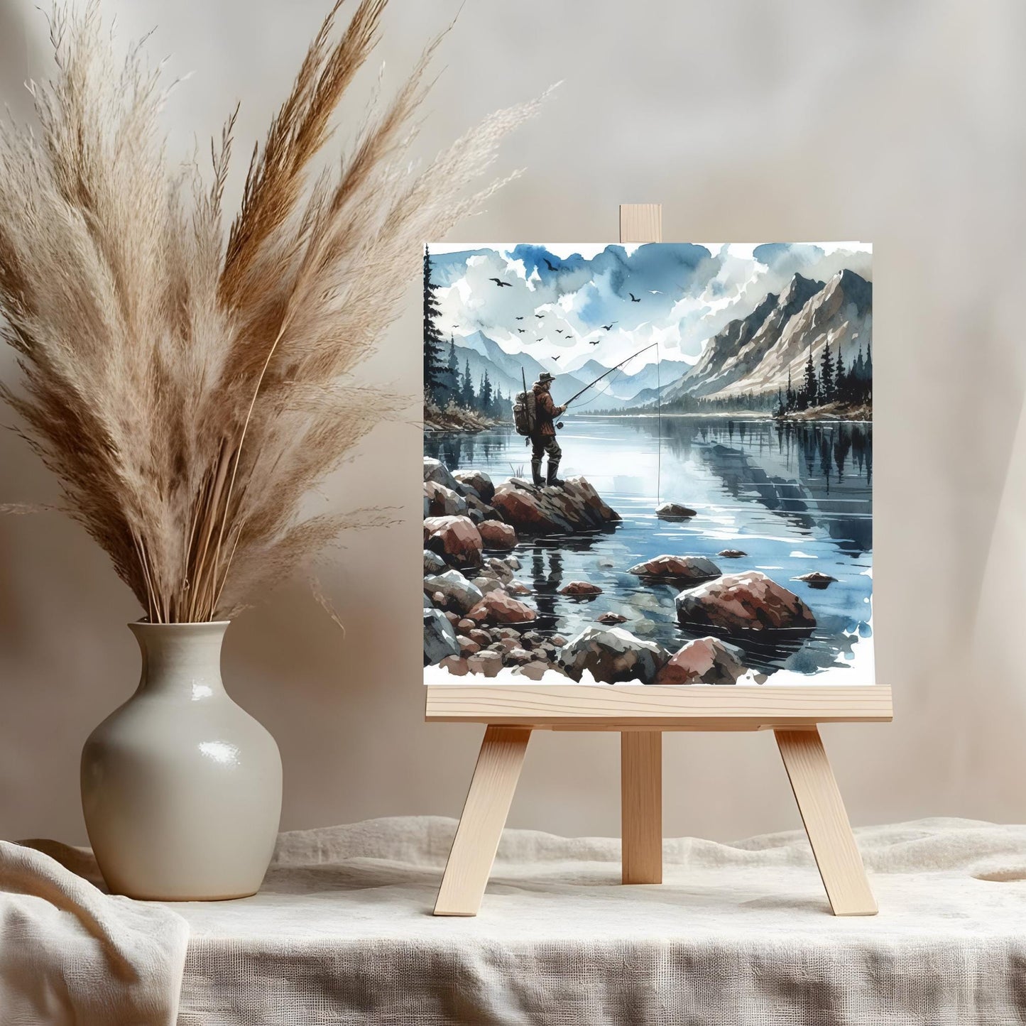Fishing Themed Ceramic Tile, Coastal Inspired Man Cave Piece for Anglers, Perfect Gift for Father's Day and Fishing Lovers