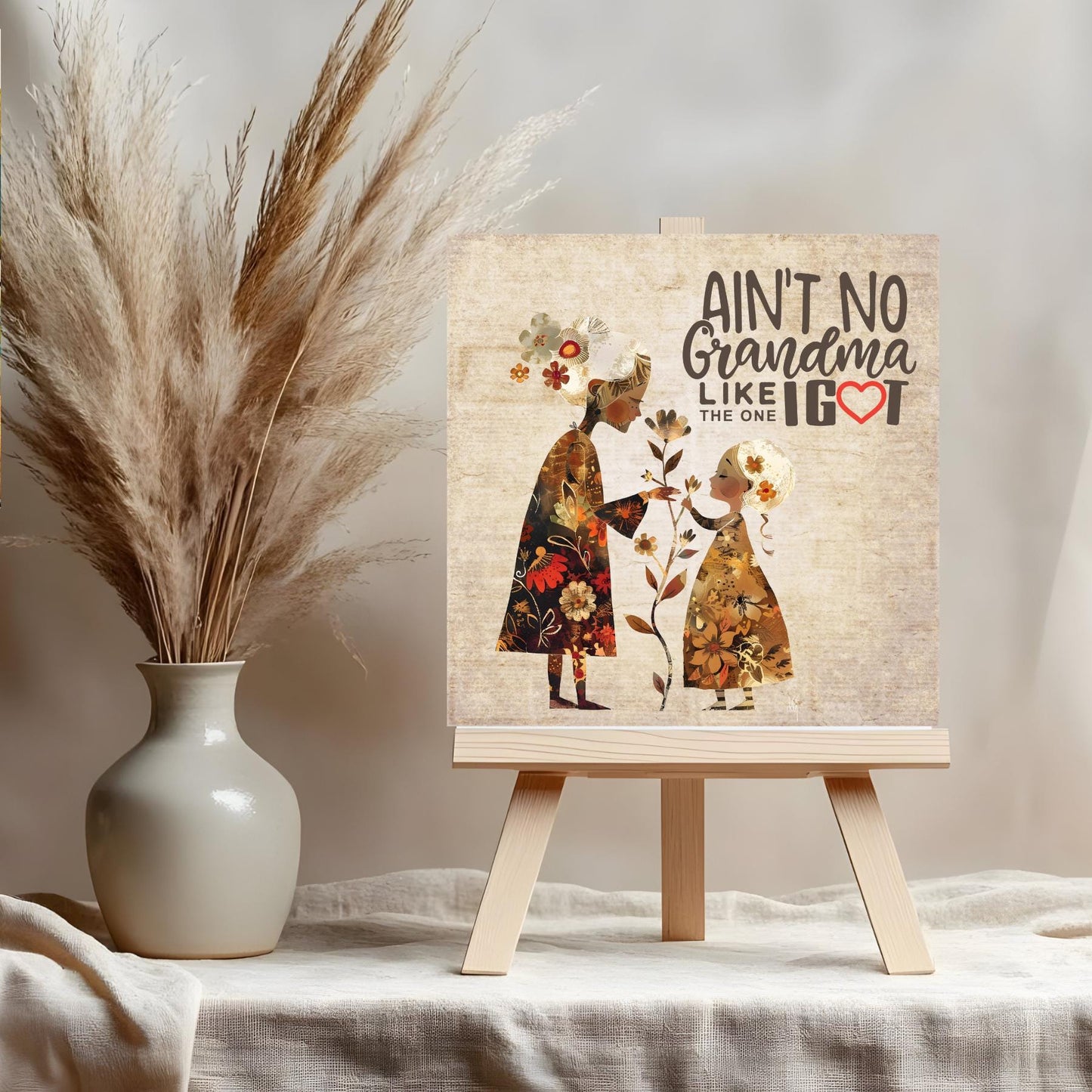 Favorite Grandma Tile Art, Boho Chic Grandma Decoration, Heartfelt Gift for Nana, Handcrafted Ceramic Keepsake