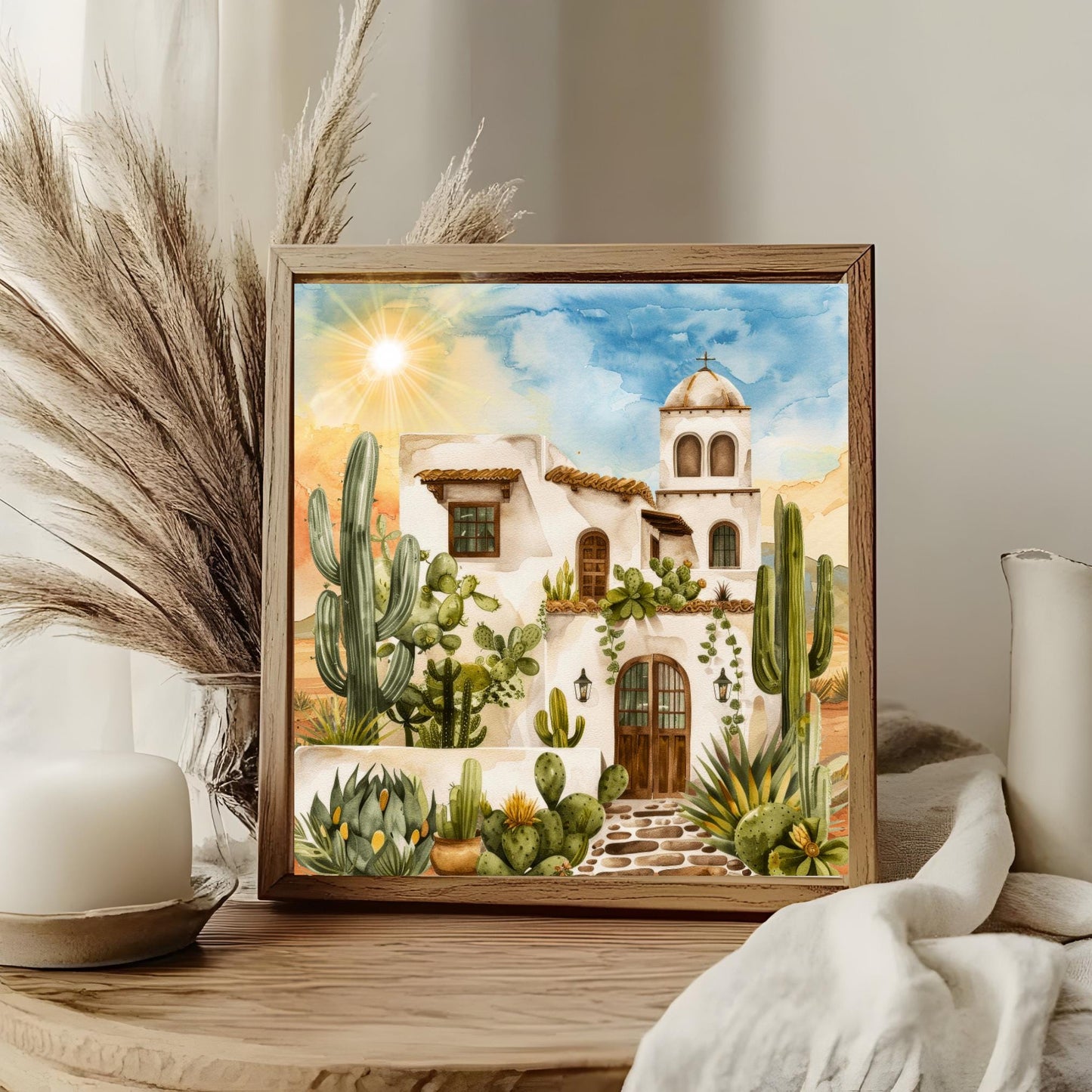 Adobe House Ceramic Tile, Southwest Desert Art for Home Decor, Arizona & New Mexico Wall Decor, Unique Home Southwestern Artwork