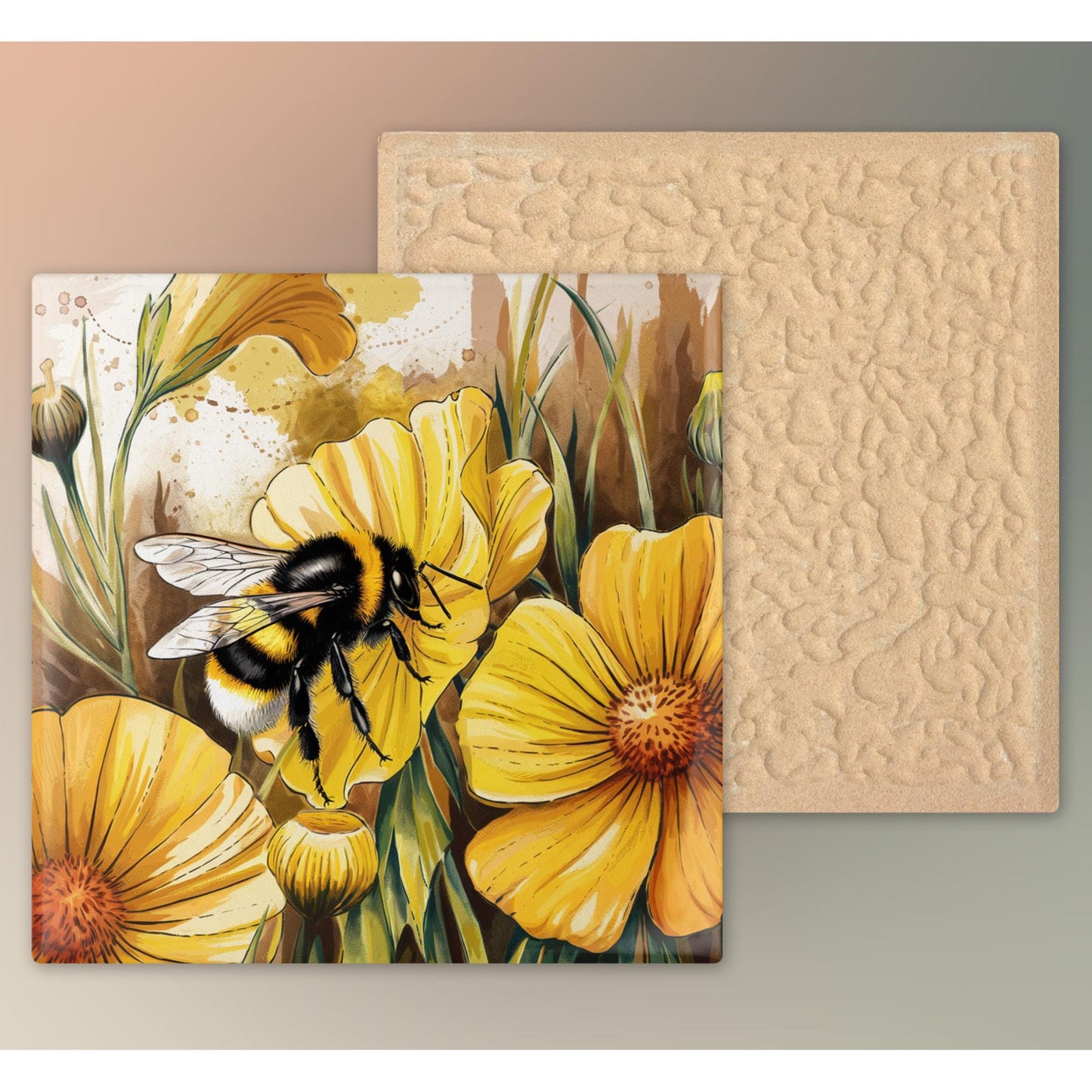 Honey Bee Ceramic Art Tile, Whimsical Kitchen Decor for Spring and Summer Home Styling, Perfect Gift for Nature Lovers, Ceramic Plaque
