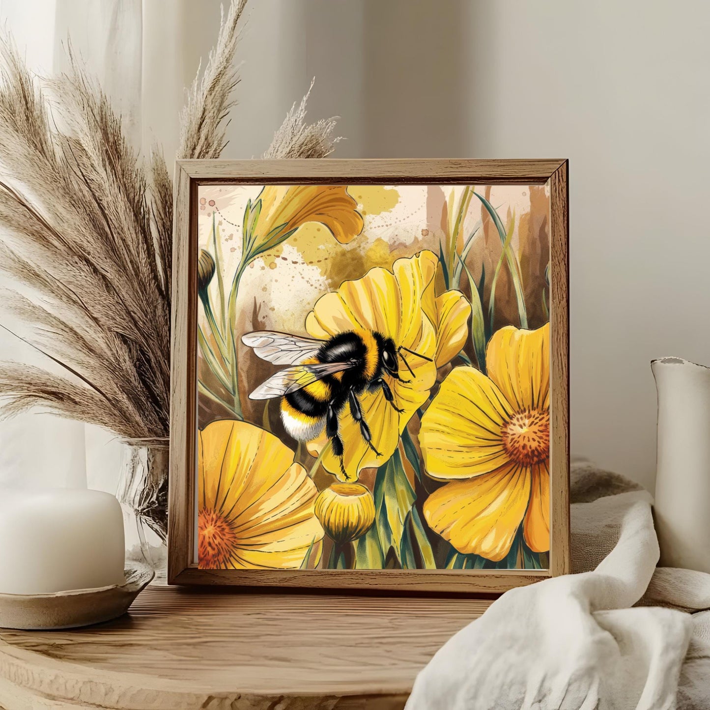 Honey Bee Ceramic Art Tile, Whimsical Kitchen Decor for Spring and Summer Home Styling, Perfect Gift for Nature Lovers, Ceramic Plaque