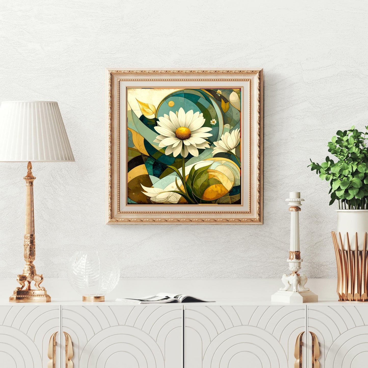 Ceramic Art Tile - Abstract Daisy Art - Vibrant Wall Decor, Home Decor Nature Accent Piece - Ideal Gift for Housewarming or Art Lover