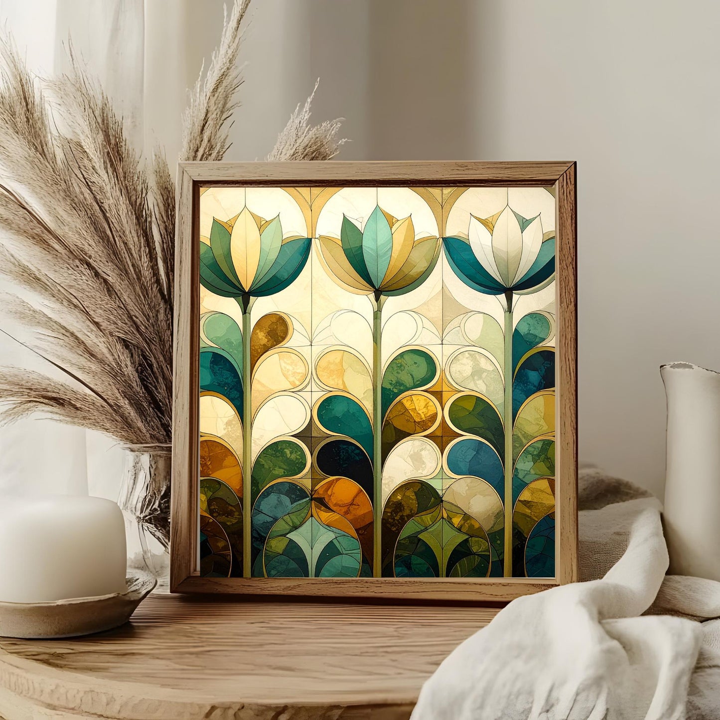 Ceramic Art Tile - Abstract Garden Art - Vibrant Wall Decor, Home Decor Nature Accent Piece - Tulip Floral Marrakesh Artwork
