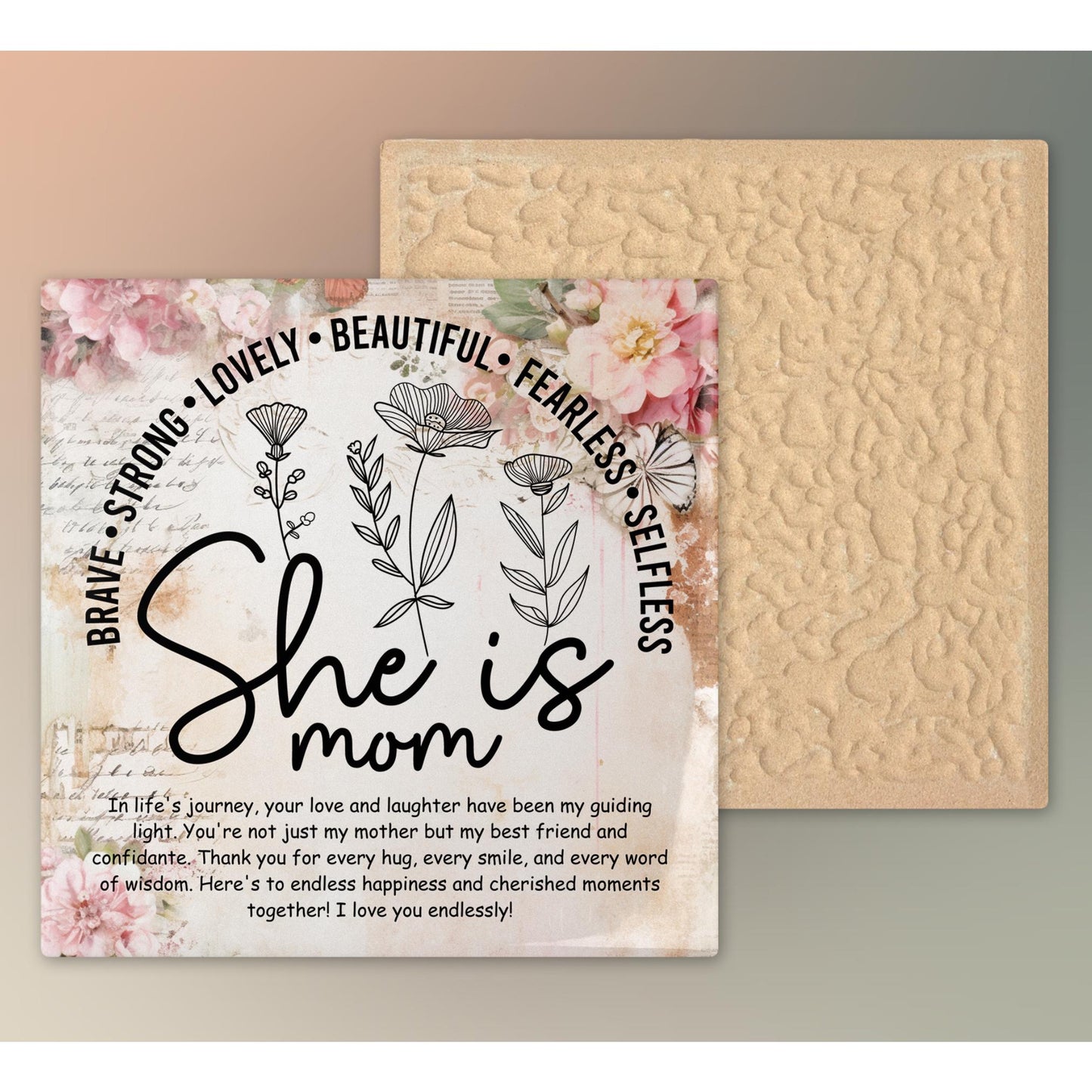 She Is Mom Keepsake Box, Custom Ceramic Art Tile Memory Box, Ideal Gift for Mom on Mother's Day, Ceramic Tile Option