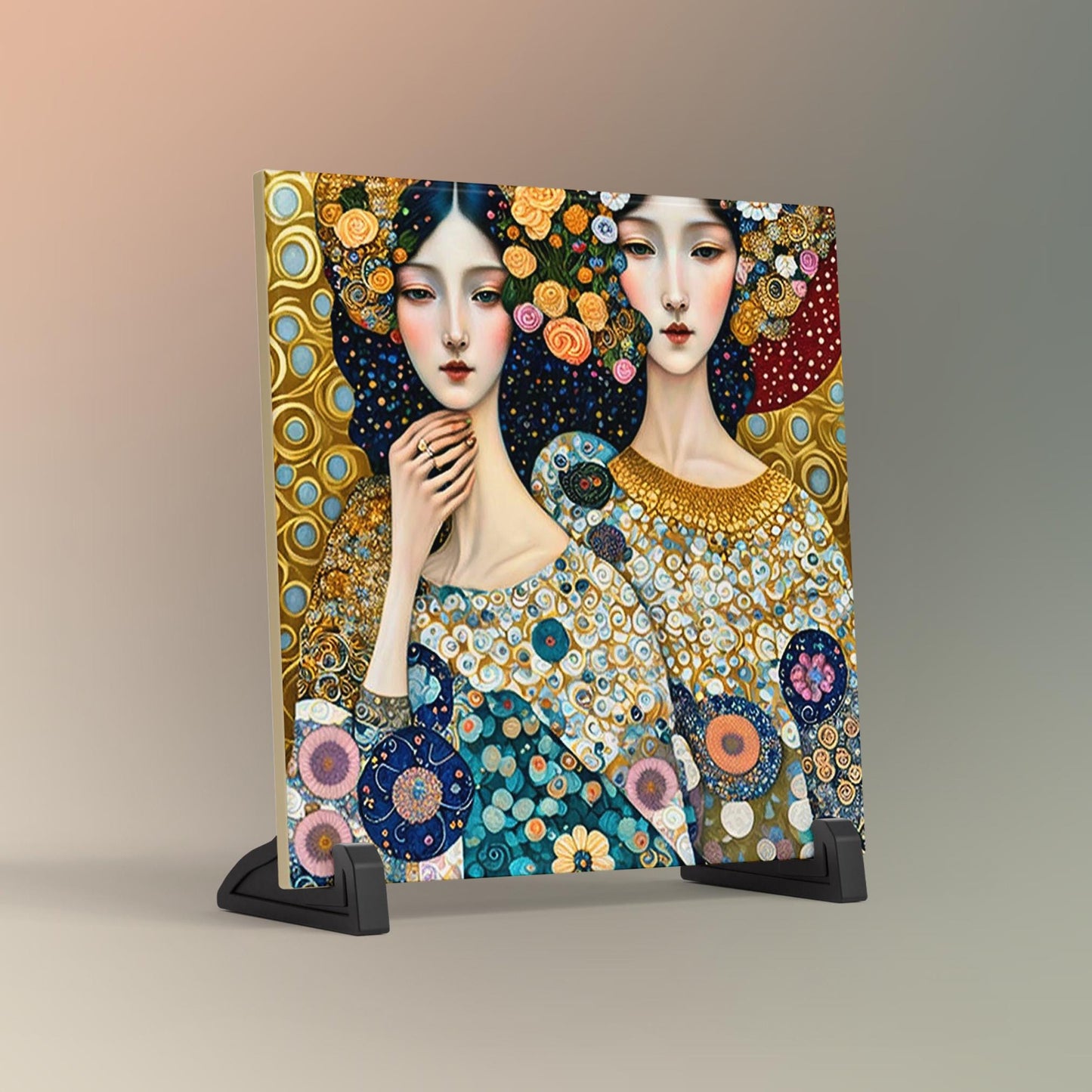 Klimt Style Keepsake Box, Whimsical Ceramic Art Tile Memory Box, Perfect Organizer for Her, Ideal Mother's Day Gift, Ceramic Tile Option