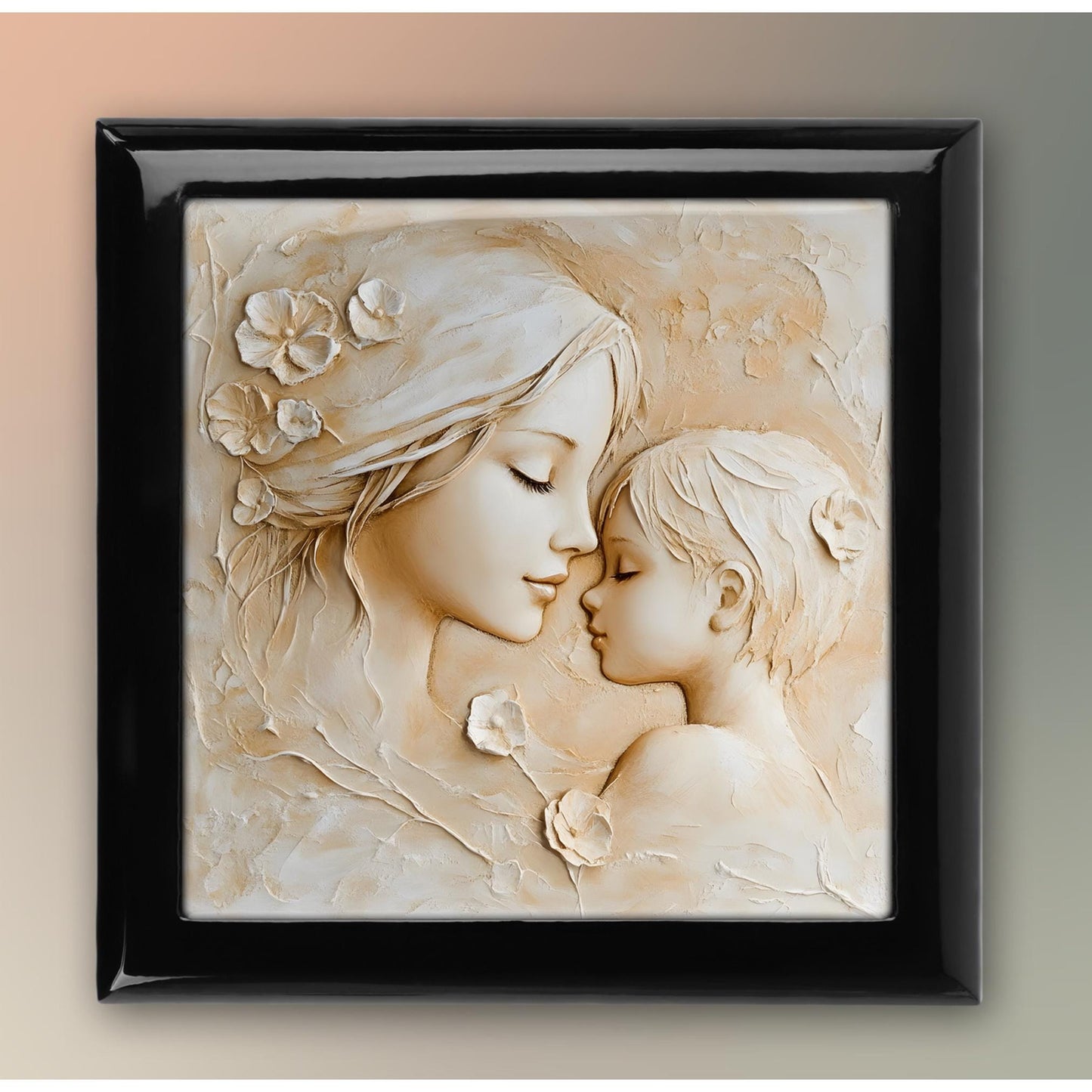 Mother's Day Keepsake Box, Elegant Ceramic Art Tile Memory Box, Ideal Gift for Her, Mother and Child, Ceramic Tile Option