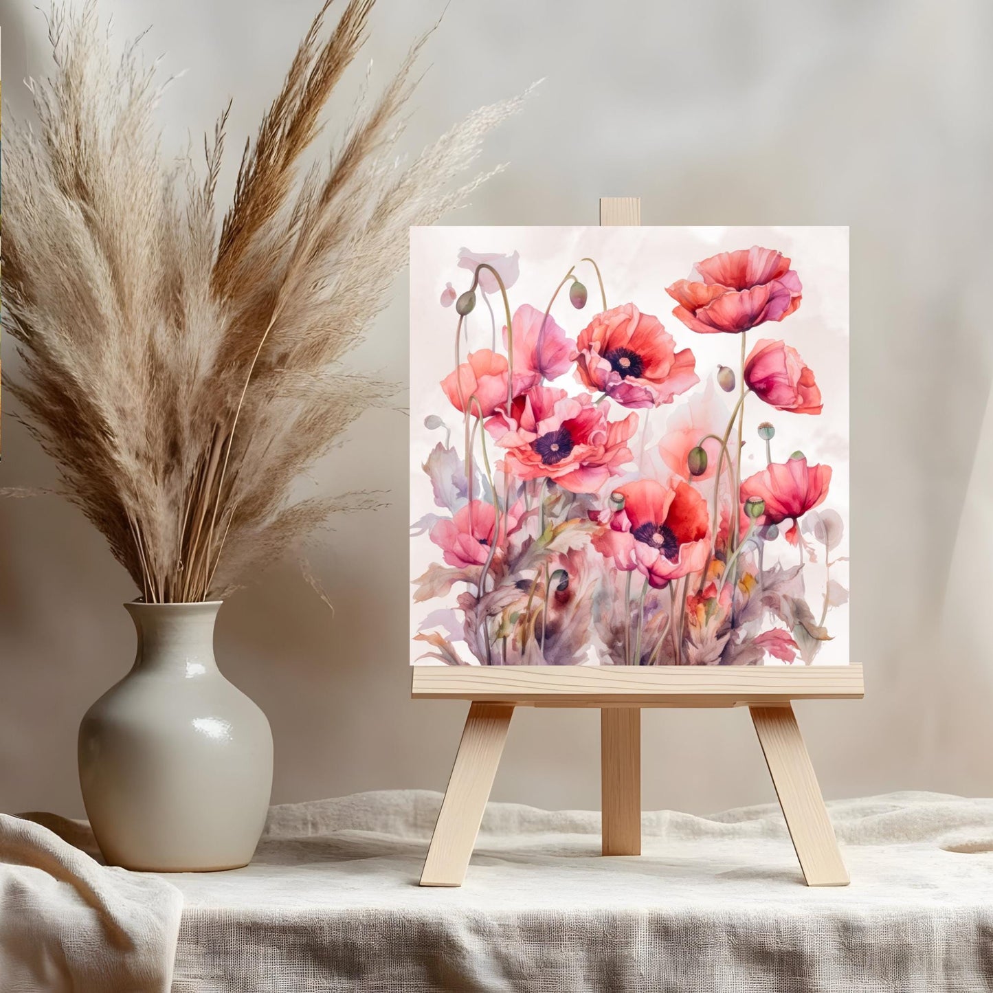 Field of Poppies Ceramic Art Tile | Wildflowers Wall Decor | Spring Home Decor | Floral Art | Whimsical Flowers | Wall Tile | Gift for Mom