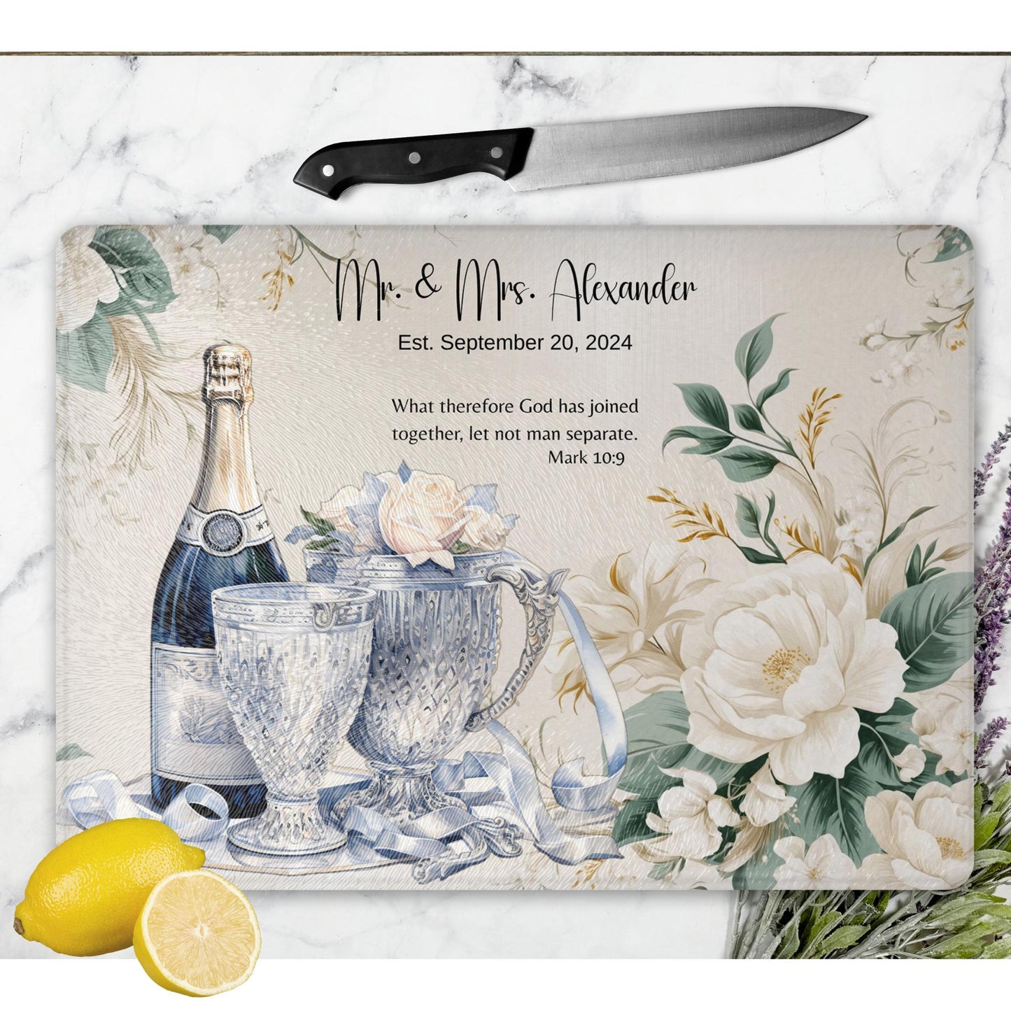 Personalized Cutting Board Wedding Gift, Custom Glass Charcuterie Board, Unique Anniversary Gift, Housewarming Gifts, Engagement