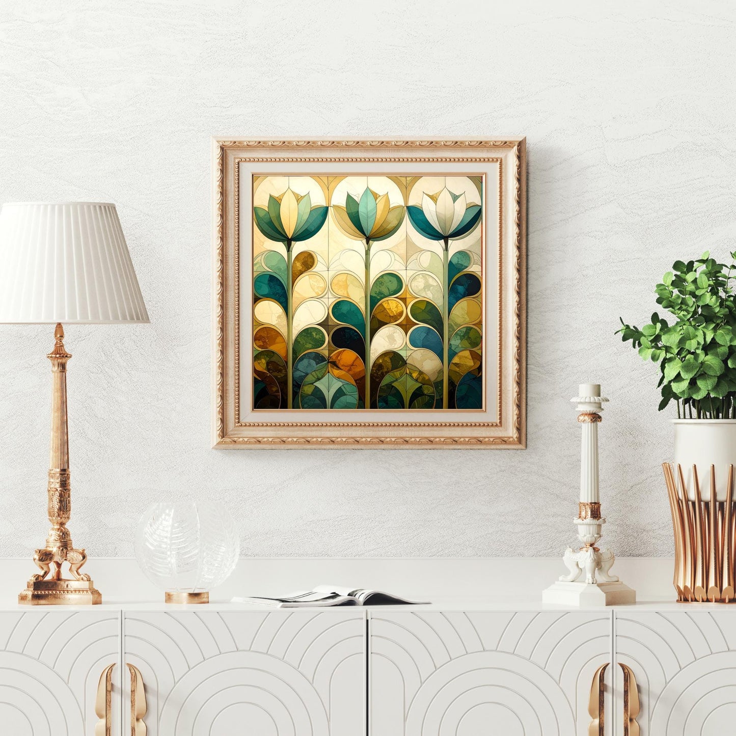 Ceramic Art Tile - Abstract Garden Art - Vibrant Wall Decor, Home Decor Nature Accent Piece - Tulip Floral Marrakesh Artwork