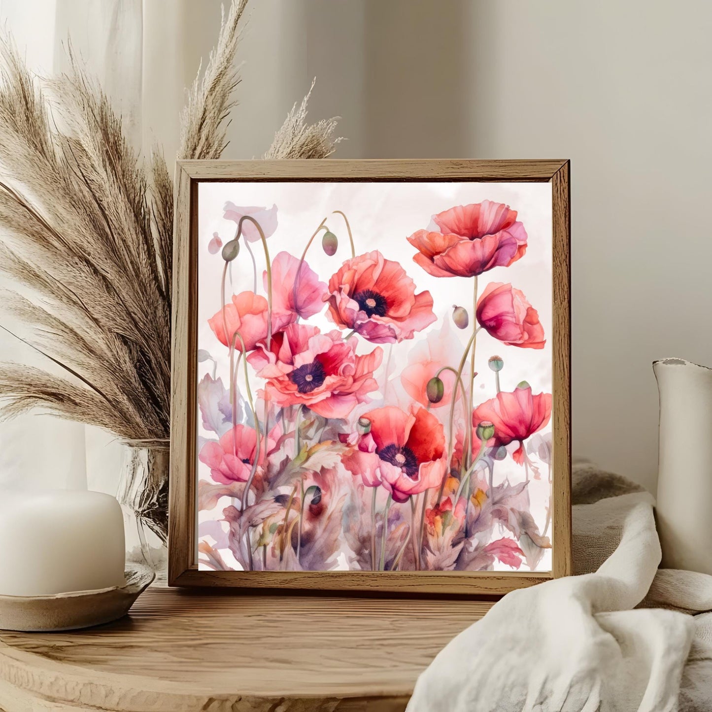 Field of Poppies Ceramic Art Tile | Wildflowers Wall Decor | Spring Home Decor | Floral Art | Whimsical Flowers | Wall Tile | Gift for Mom