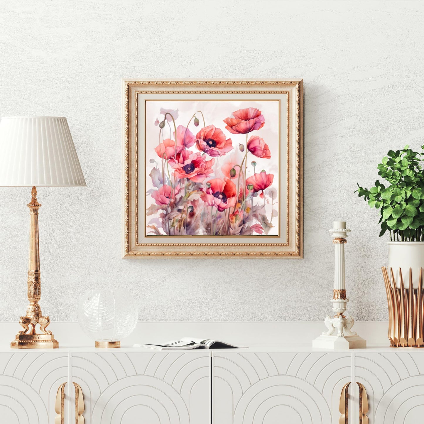 Field of Poppies Ceramic Art Tile | Wildflowers Wall Decor | Spring Home Decor | Floral Art | Whimsical Flowers | Wall Tile | Gift for Mom
