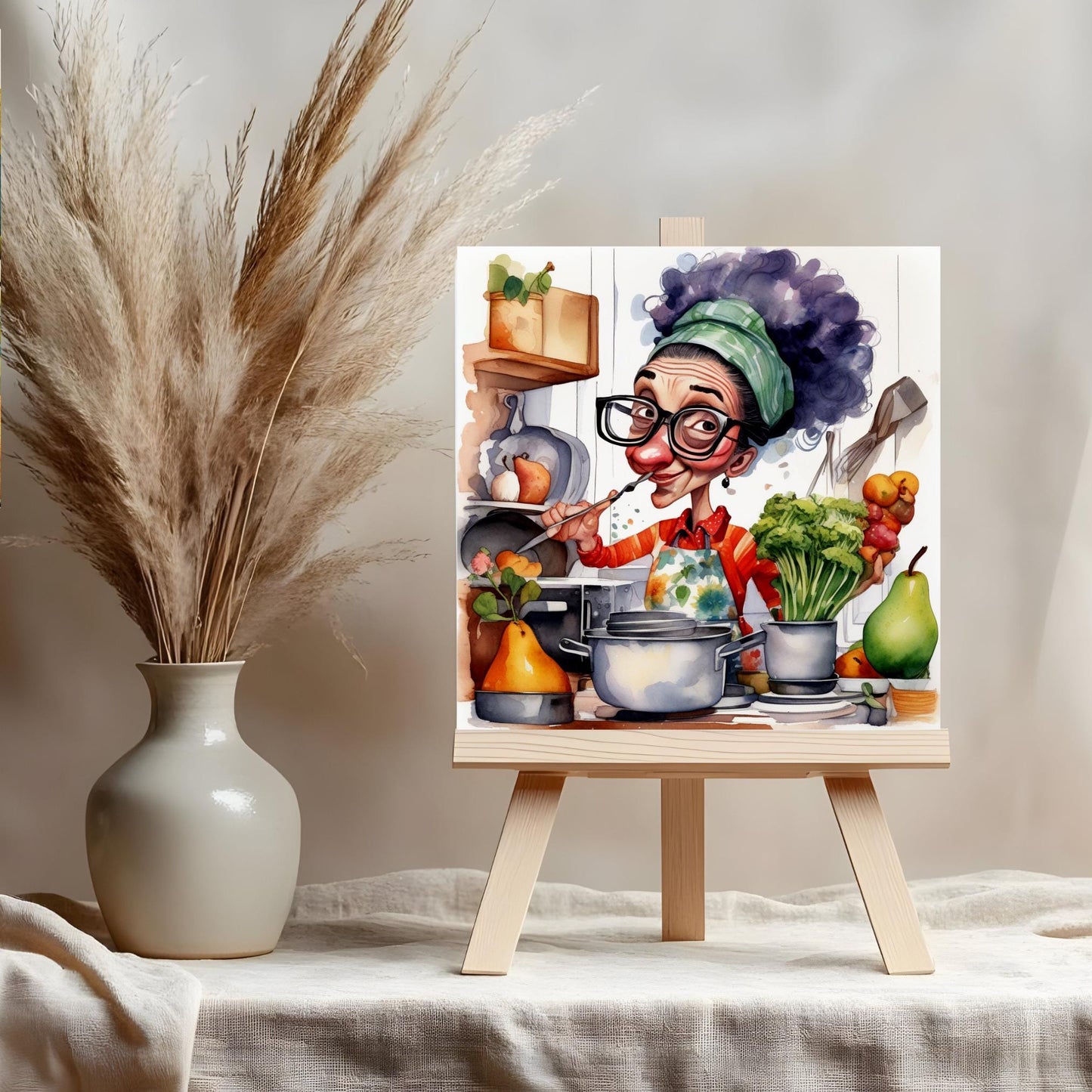 Quirky Cook Ceramic Tile Art, Funny Grandma Kitchen Decor, Stylish Trivet Option, Gift for Mom Home Chef