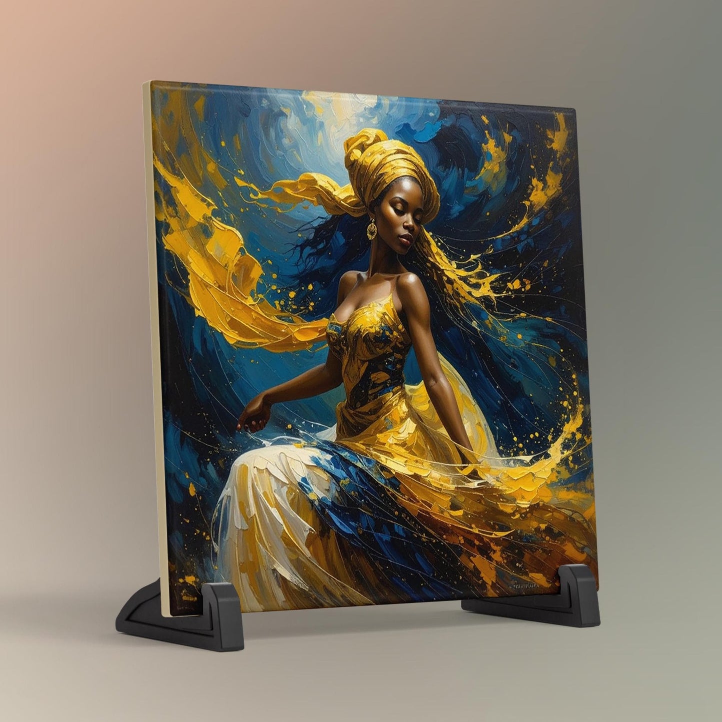Black Woman Art Ceramic Tile - Trendy African Art - Black Wall Art -Boho Print - African American Woman - Ceramic Plaque