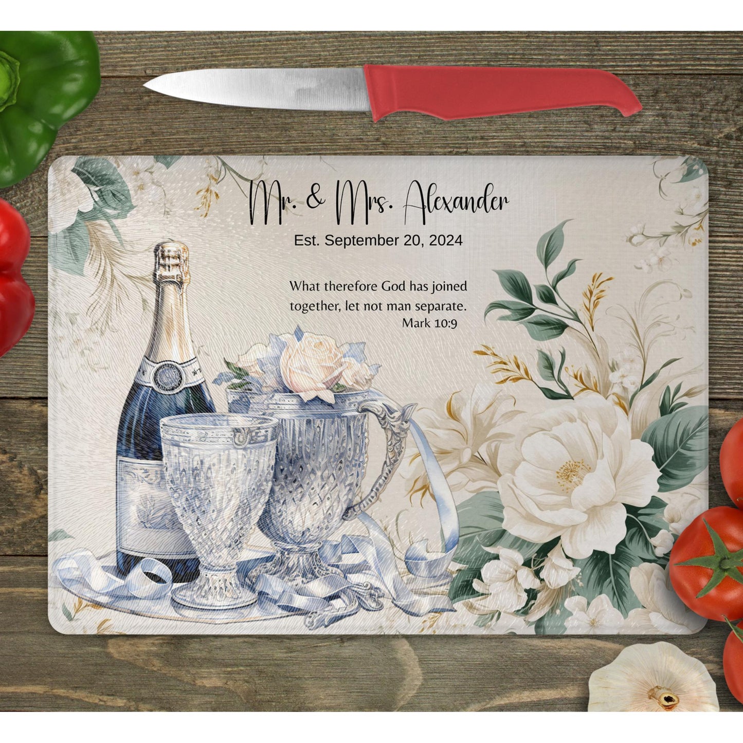 Personalized Cutting Board Wedding Gift, Custom Glass Charcuterie Board, Unique Anniversary Gift, Housewarming Gifts, Engagement