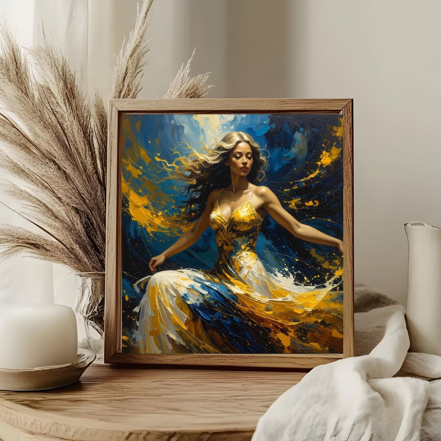 Modern Colorful Feminine Art Tile, Abstract People Art, Contemporary Vibrant Female Ceramic Tile, Trendy Woman Art