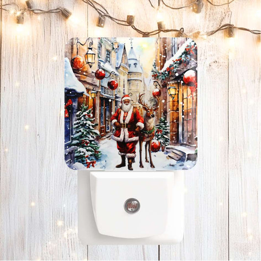 Santa Claus and His Reindeer Streetscape Nightlight