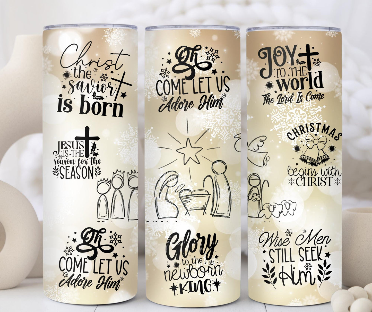 Nativity Scene Tumbler - Christmas Tumbler - Gift for Religious Occasions - Baptism - First Christmas Cup