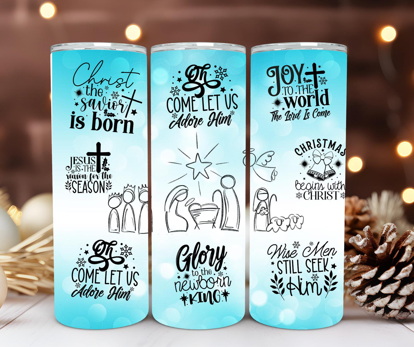 Nativity Scene Tumbler - Christmas Tumbler - Gift for Religious Occasions - Baptism - First Christmas Cup