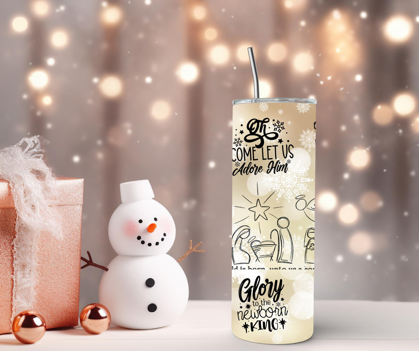 Nativity Scene Tumbler - Christmas Tumbler - Gift for Religious Occasions - Baptism - First Christmas Cup