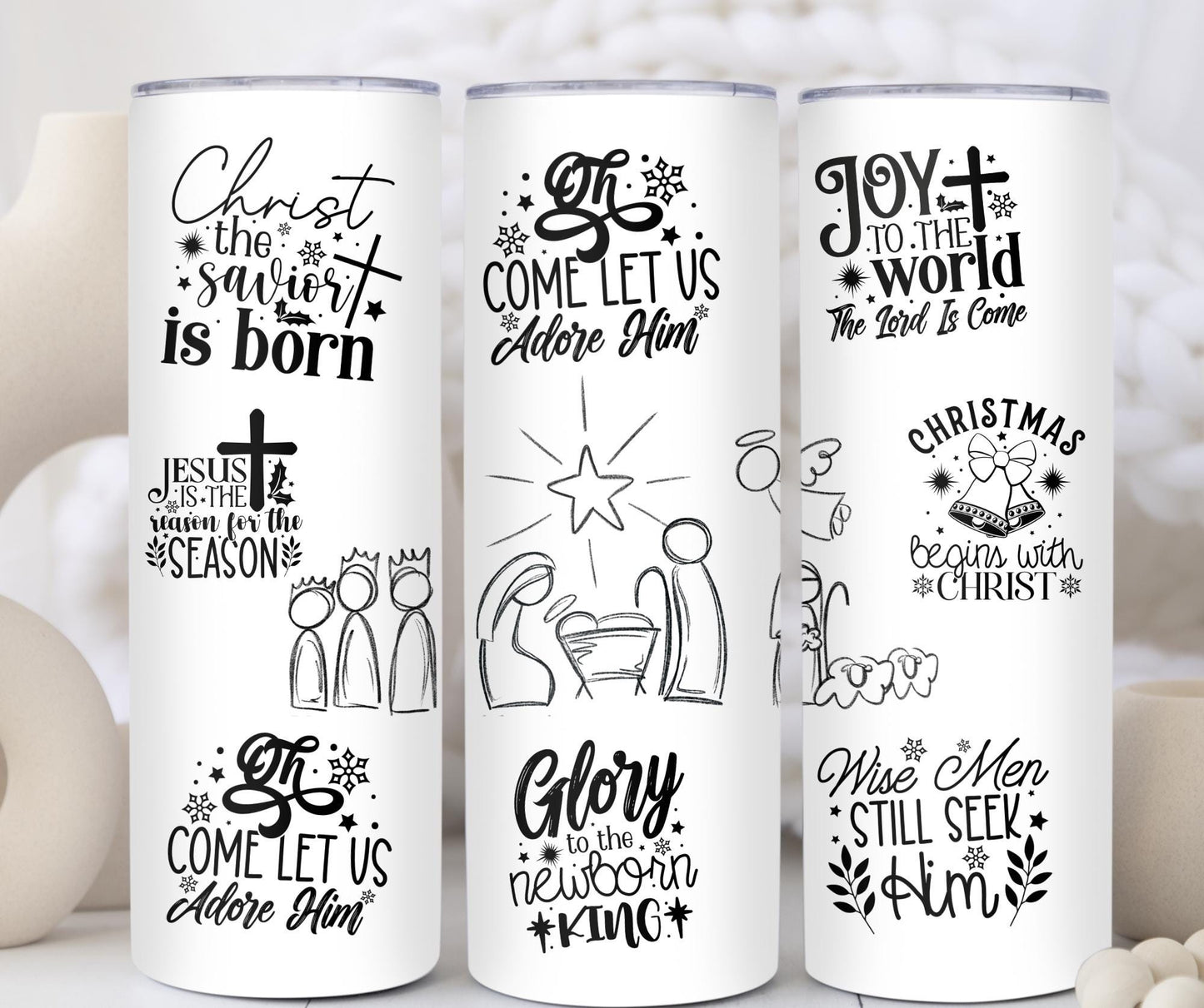 Nativity Scene Tumbler - Christmas Tumbler - Gift for Religious Occasions - Baptism - First Christmas Cup