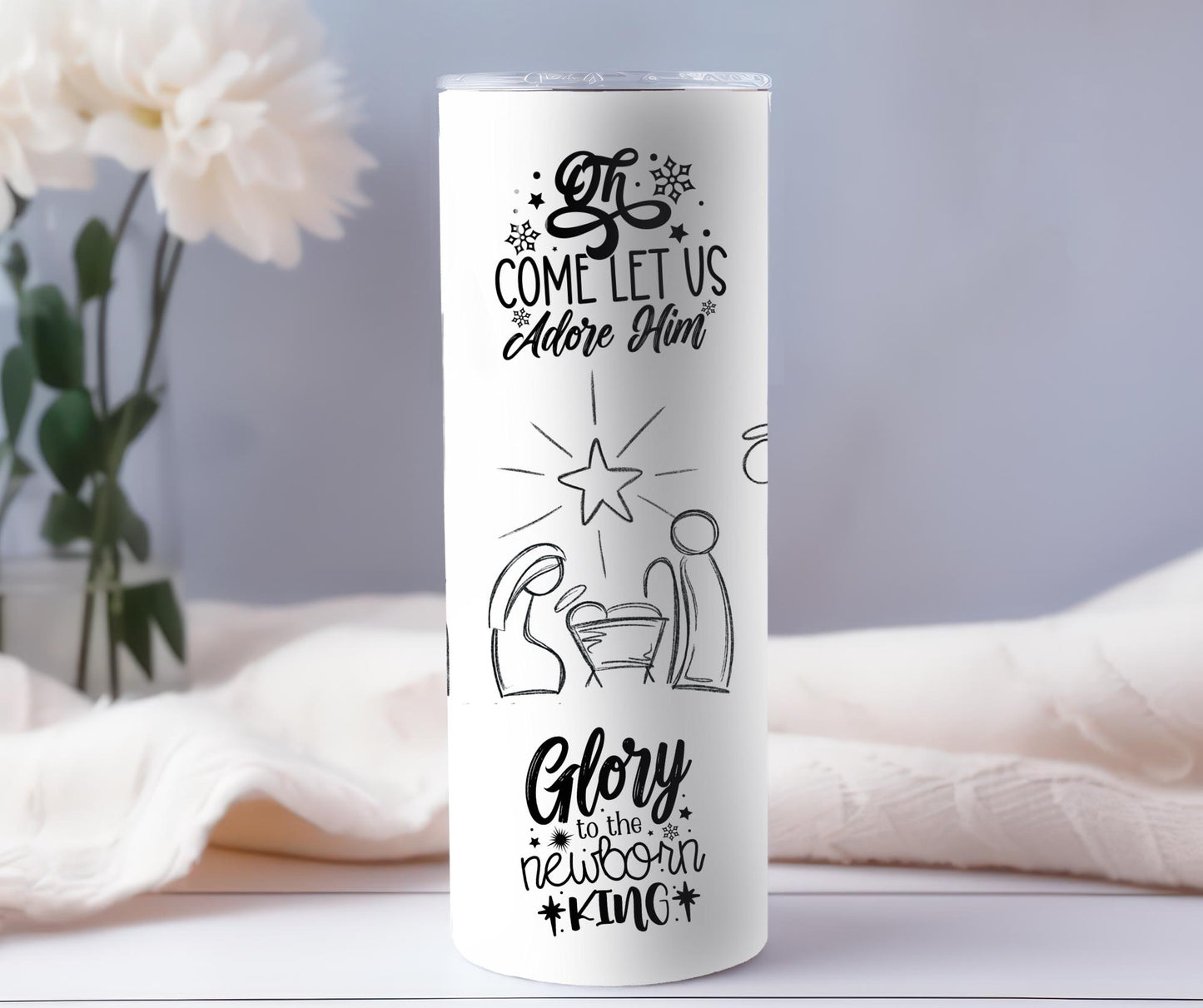 Nativity Scene Tumbler - Christmas Tumbler - Gift for Religious Occasions - Baptism - First Christmas Cup