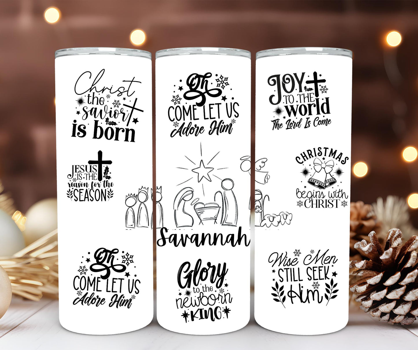 Nativity Scene Tumbler - Christmas Tumbler - Gift for Religious Occasions - Baptism - First Christmas Cup