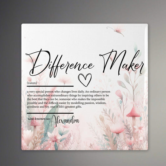 Personalized Ceramic Tile Decor, Uplifting Difference Maker Definition Art, Thoughtful Gift for Friends or Family
