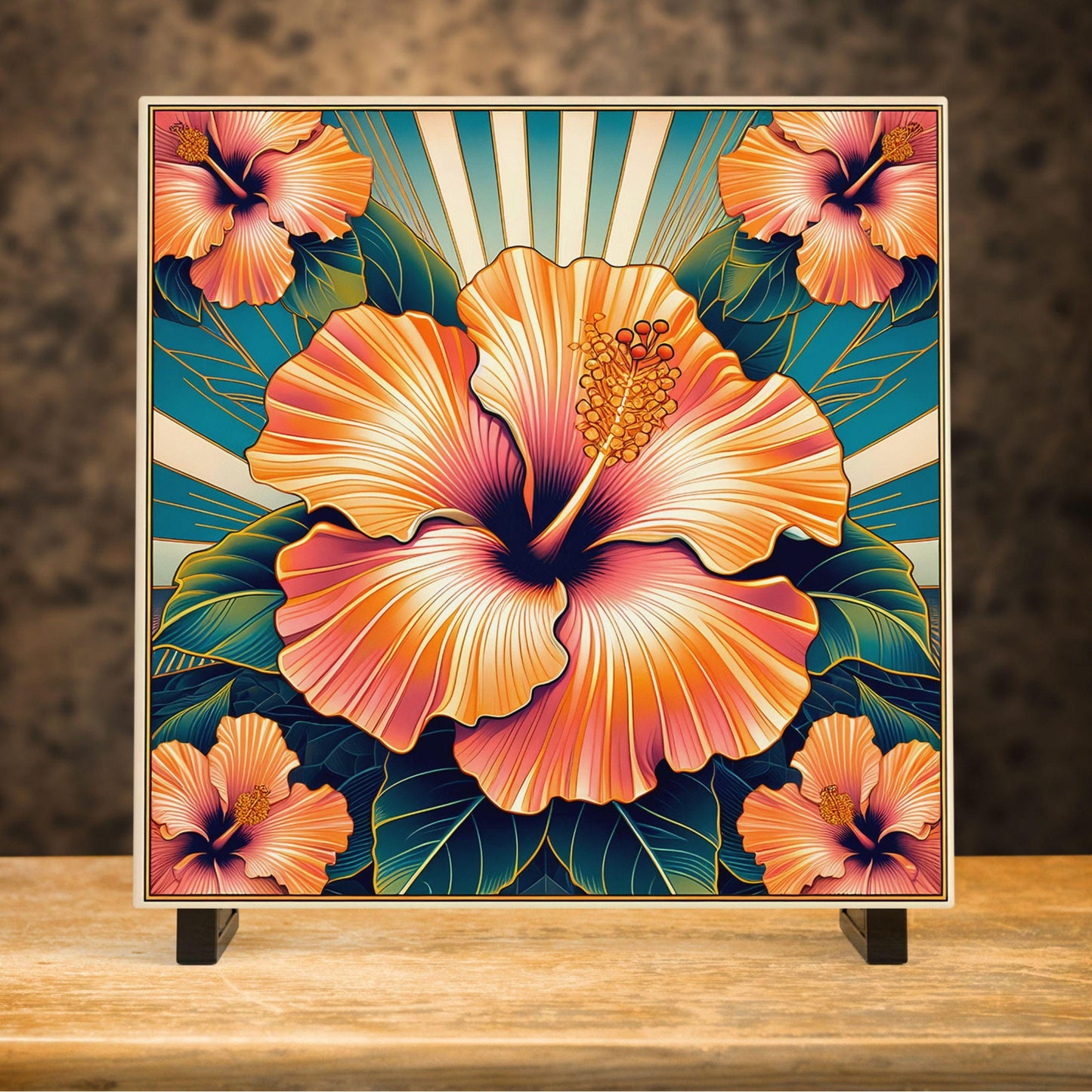 Ceramic Tile Art - Elegant Art Deco - Art Nouveau Decorative Tile - Ideal for Home Accents & Unique Gift Ideas