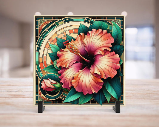 Artisan Art Nouveau Ceramic Tile - Ideal Home Decor -  Thoughtful Gift for Art Lover - Shelf Sign - Wall Art - Wall Hanging for Small Spaces