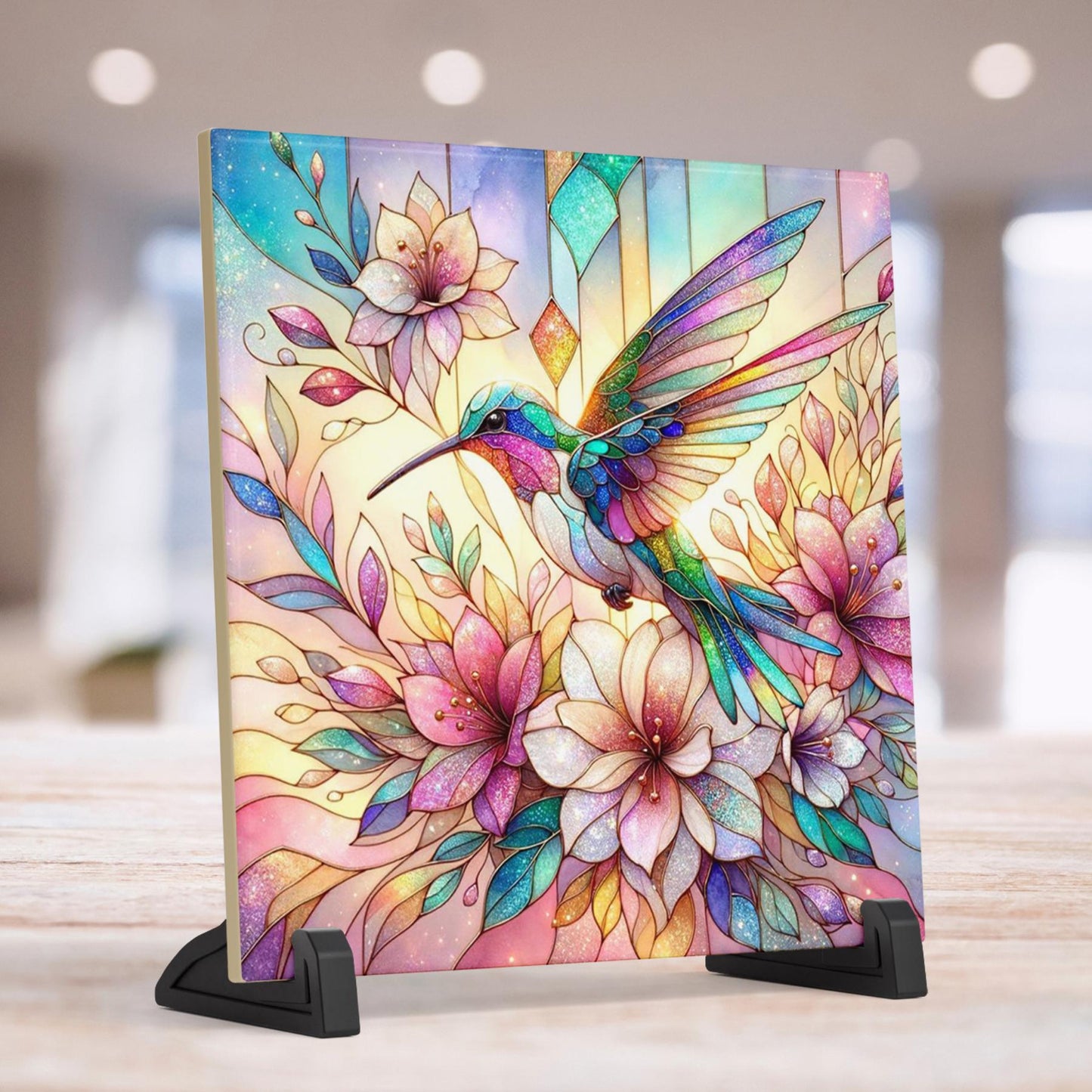 Ceramic Art Tile, Vibrant Hummingbird Home Decor, Stunning Art Deco Ceramic for Unique Gifts