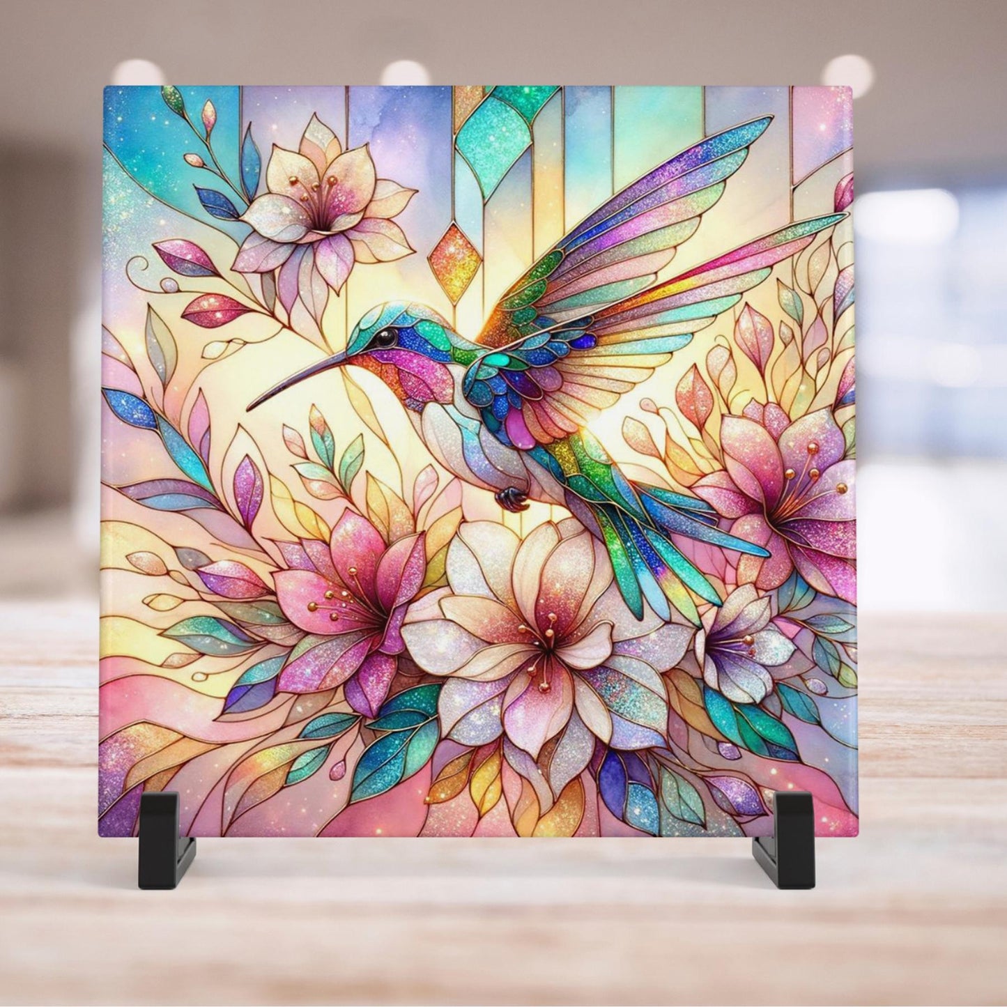 Ceramic Art Tile, Vibrant Hummingbird Home Decor, Stunning Art Deco Ceramic for Unique Gifts